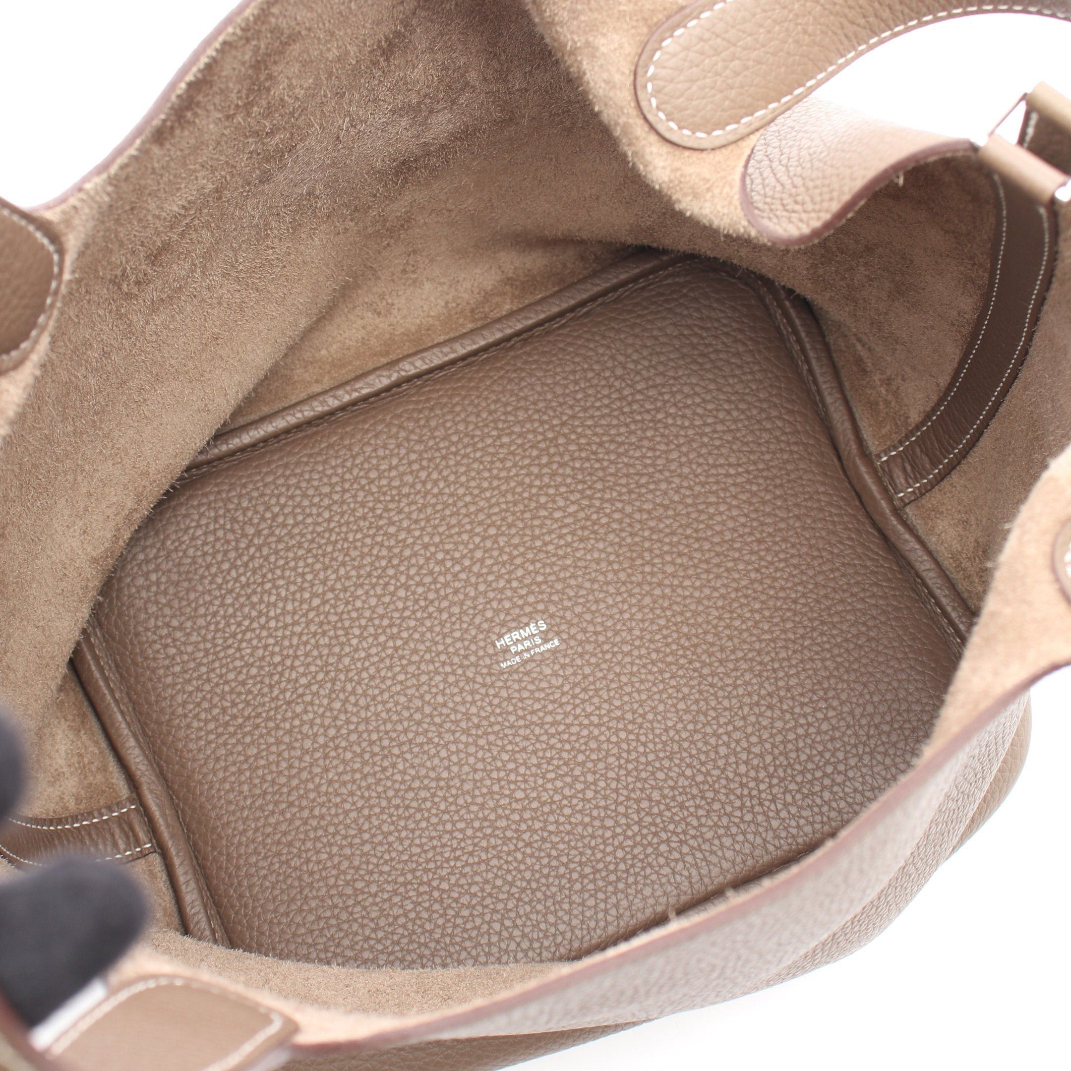 Hermes Hermes Picotan Mm Etoupe Handbag Clemence Leather Gray Brown Silver Hardware Z Stamp Size ONE SIZE - 3 Thumbnail