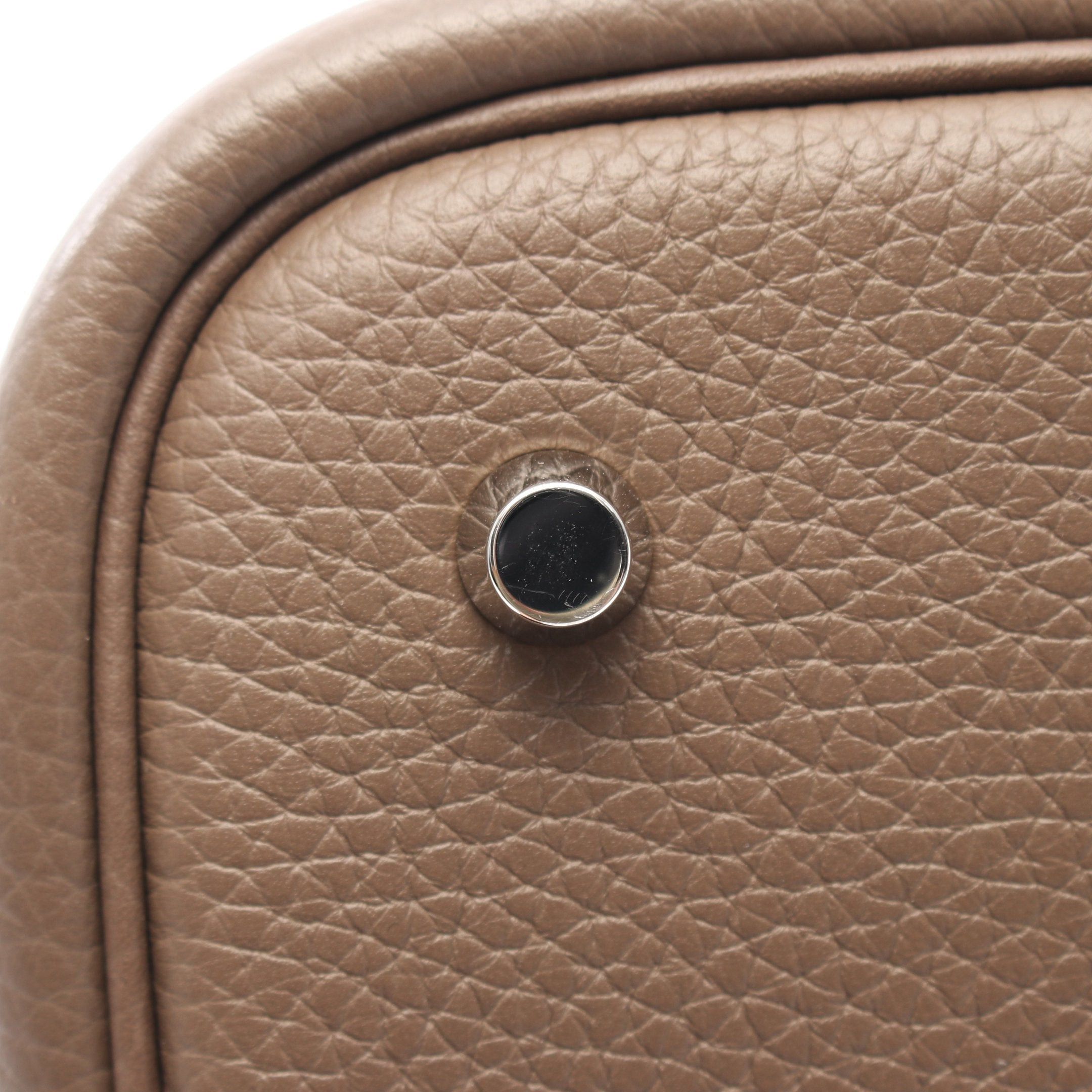 Hermes Hermes Picotan Mm Etoupe Handbag Clemence Leather Gray Brown Silver Hardware Z Stamp Size ONE SIZE - 6 Thumbnail