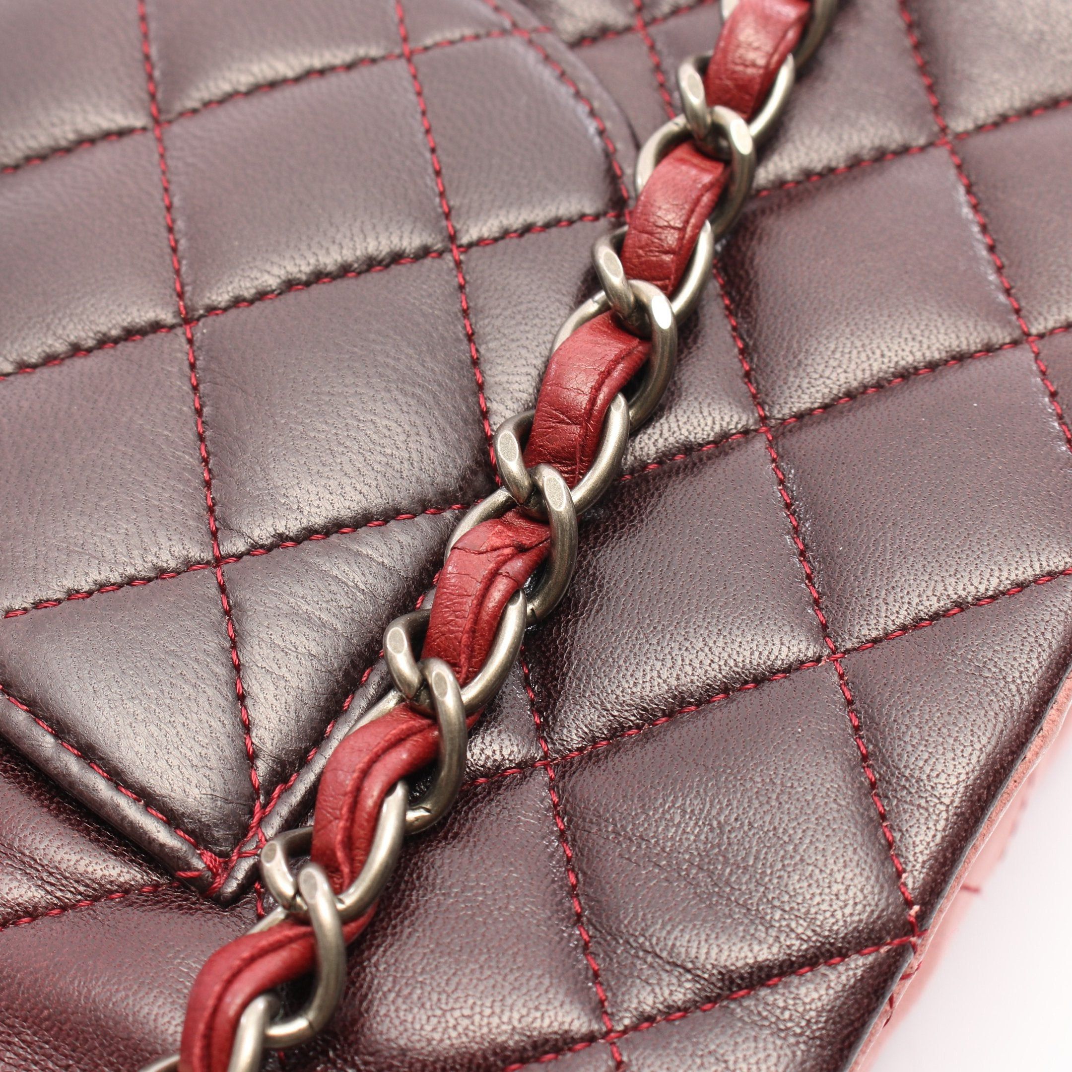 Chanel Chanel Matelasse Double Flap Double Chain Shoulder Bag Lambskin Pink Red Silver Hardware Gradation Size ONE SIZE - 12 Thumbnail