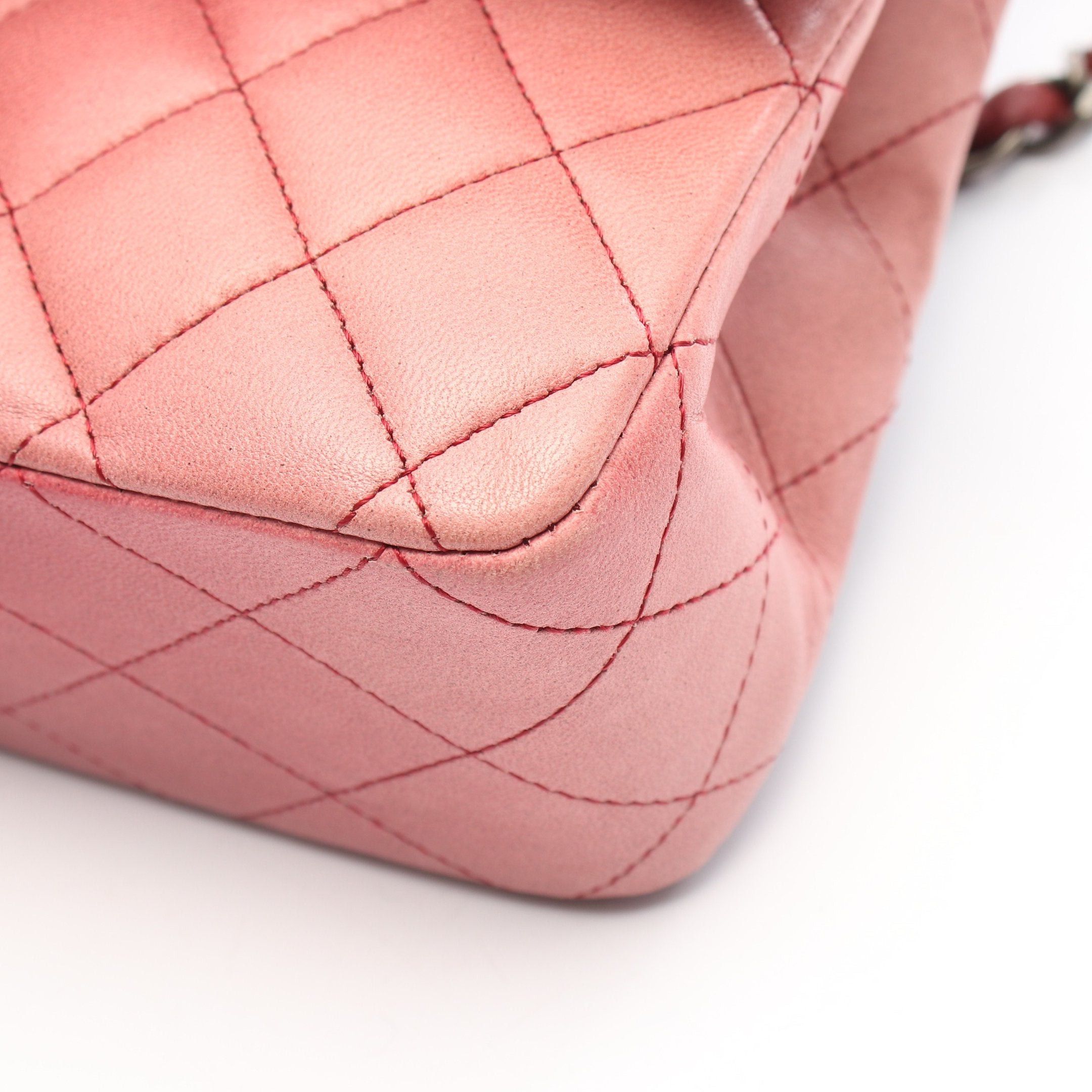 Chanel Chanel Matelasse Double Flap Double Chain Shoulder Bag Lambskin Pink Red Silver Hardware Gradation Size ONE SIZE - 9 Thumbnail