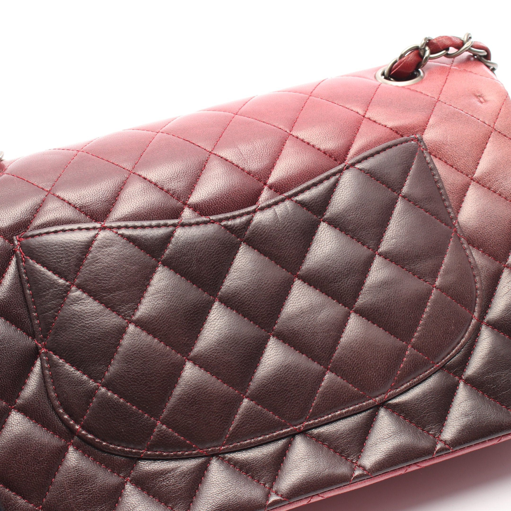 Chanel Chanel Matelasse Double Flap Double Chain Shoulder Bag Lambskin Pink Red Silver Hardware Gradation Size ONE SIZE - 11 Thumbnail