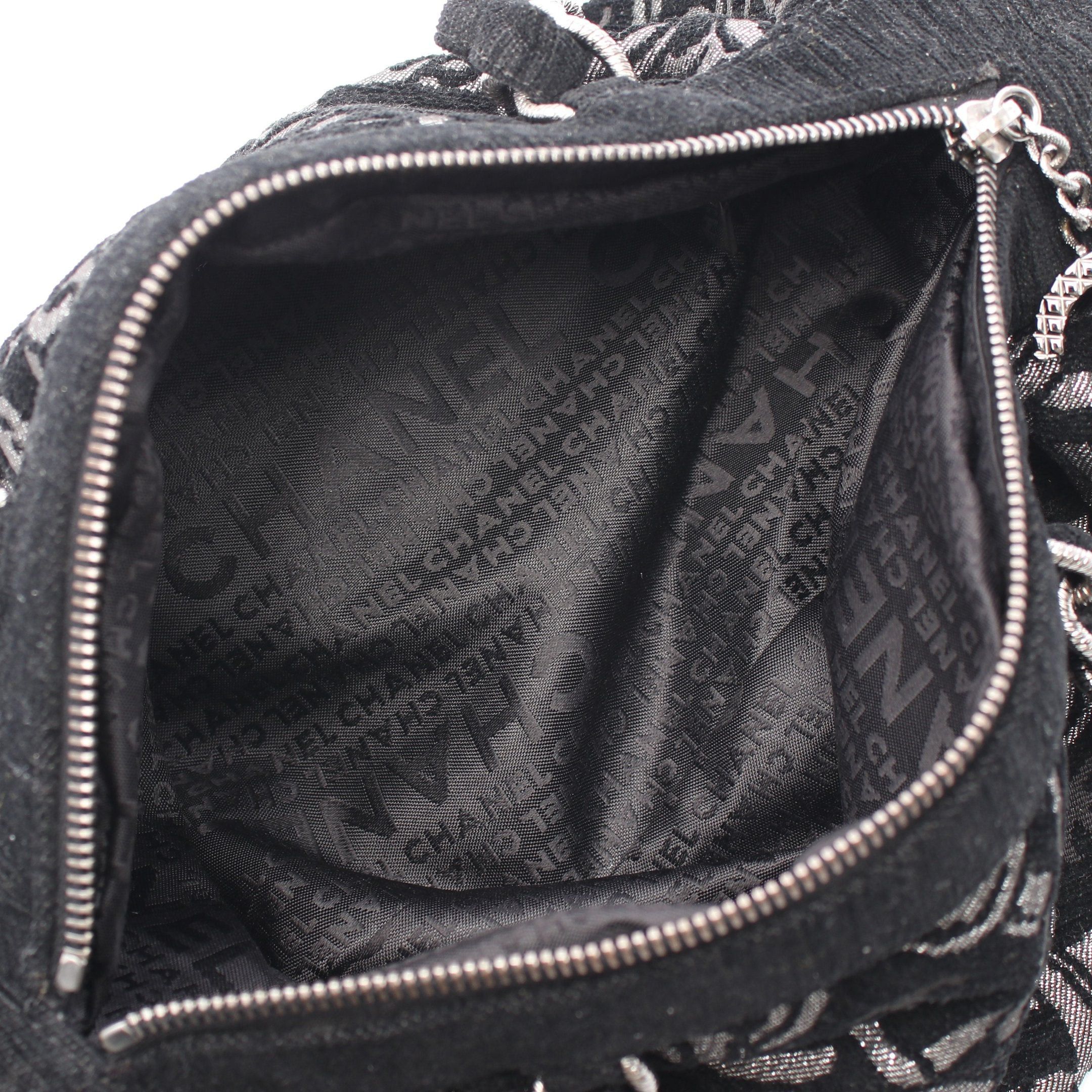 Chanel Chanel Coco Mark Chain Handbag Velor Black Silver Hardware Size ONE SIZE - 3 Thumbnail