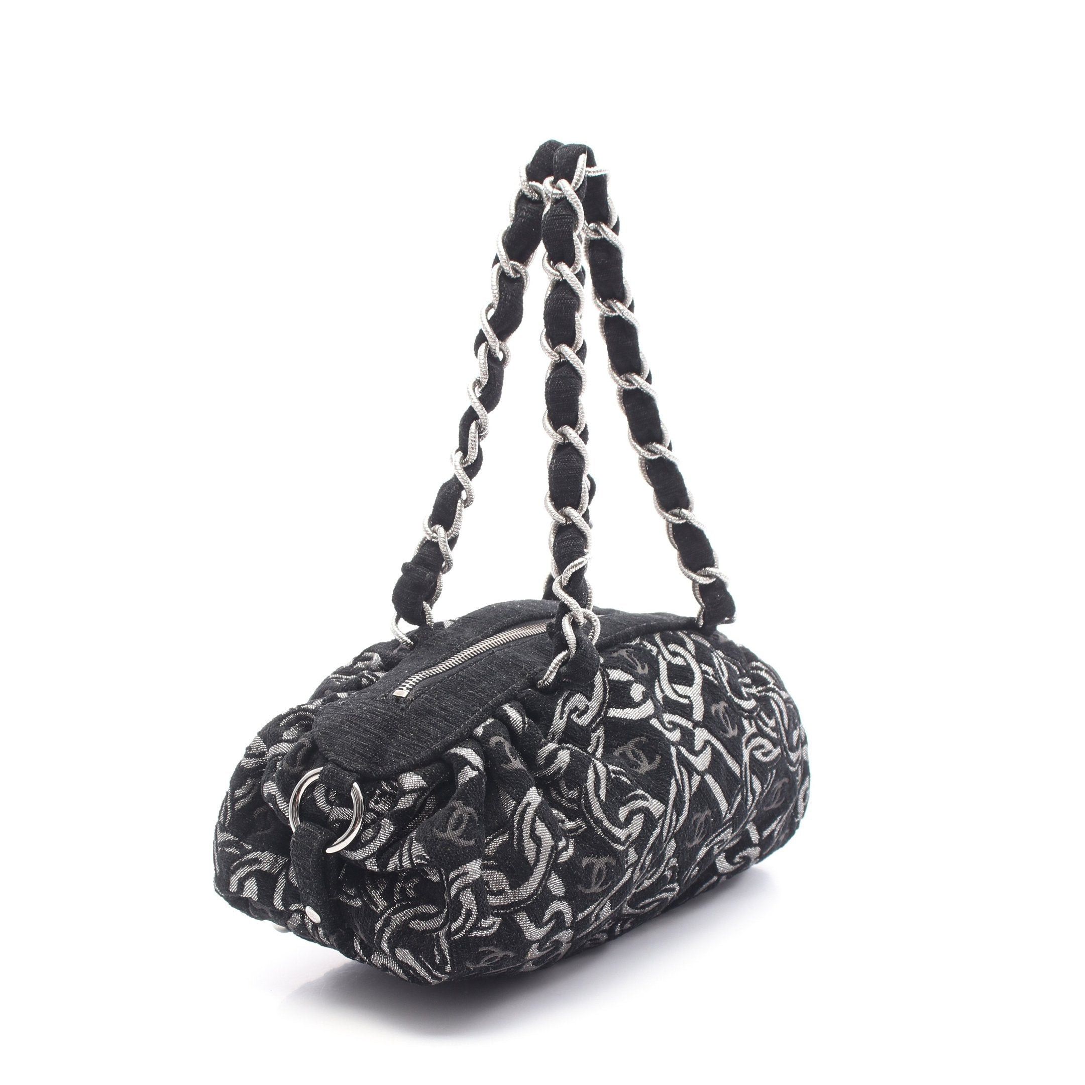 Chanel Chanel Coco Mark Chain Handbag Velor Black Silver Hardware Size ONE SIZE - 2 Thumbnail