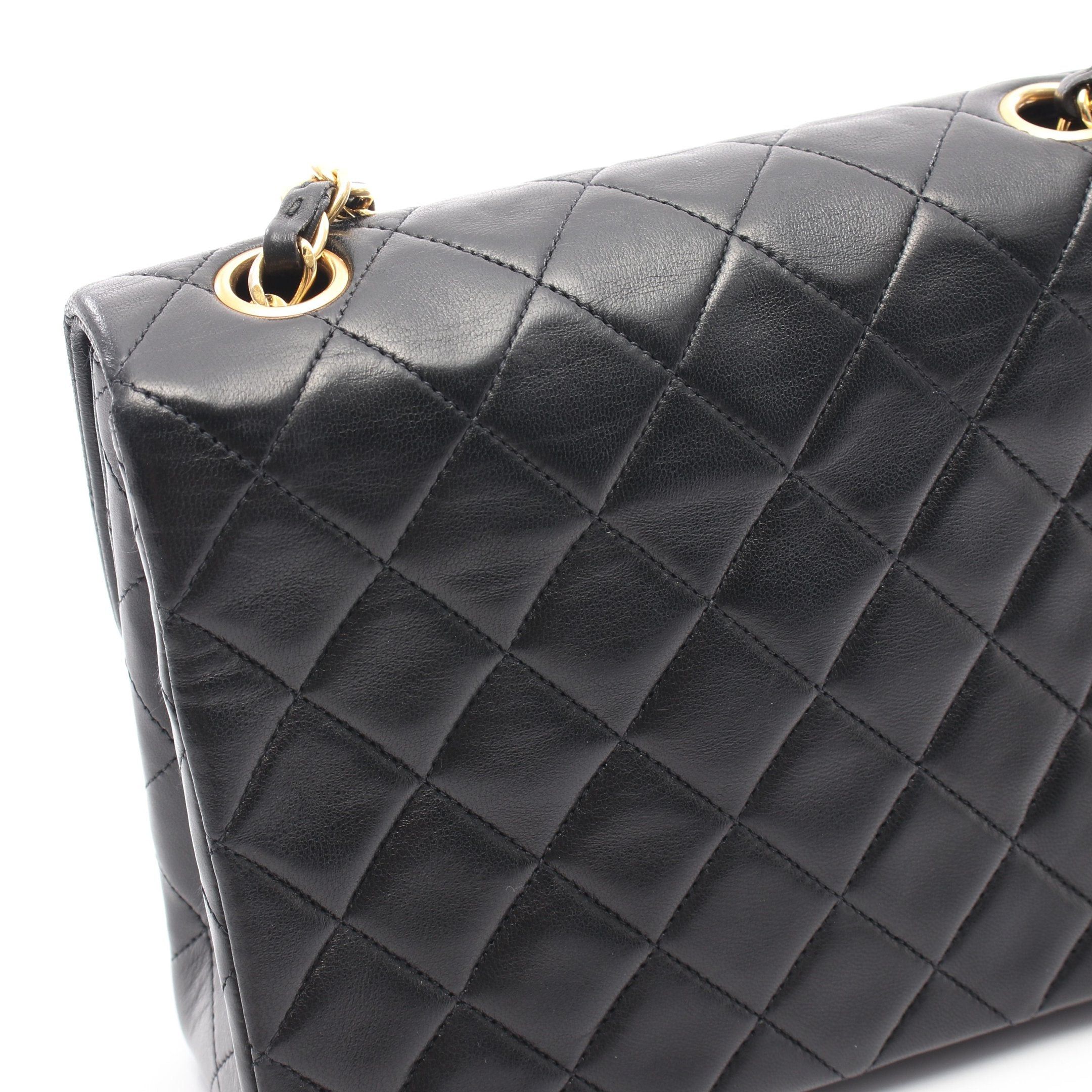 Chanel Chanel Matelasse Single Flap Chain Shoulder Bag Lambskin Black Gold Hardware Size ONE SIZE - 9 Thumbnail