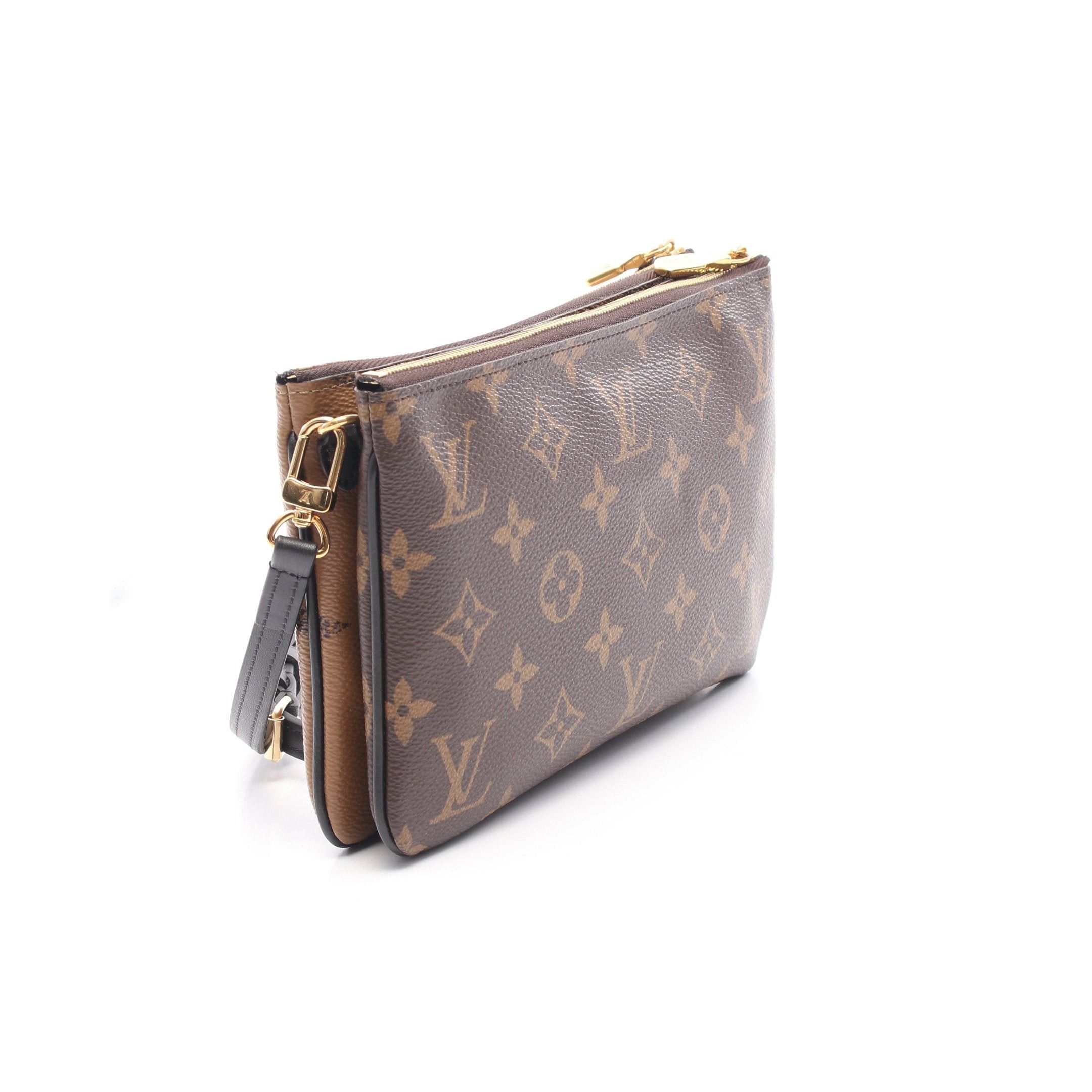 Louis Vuitton Louis Vuitton Pochette Double Zip Monogram Giant Reverse Shoulder Bag Leather Brown Beige Size ONE SIZE - 2 Thumbnail