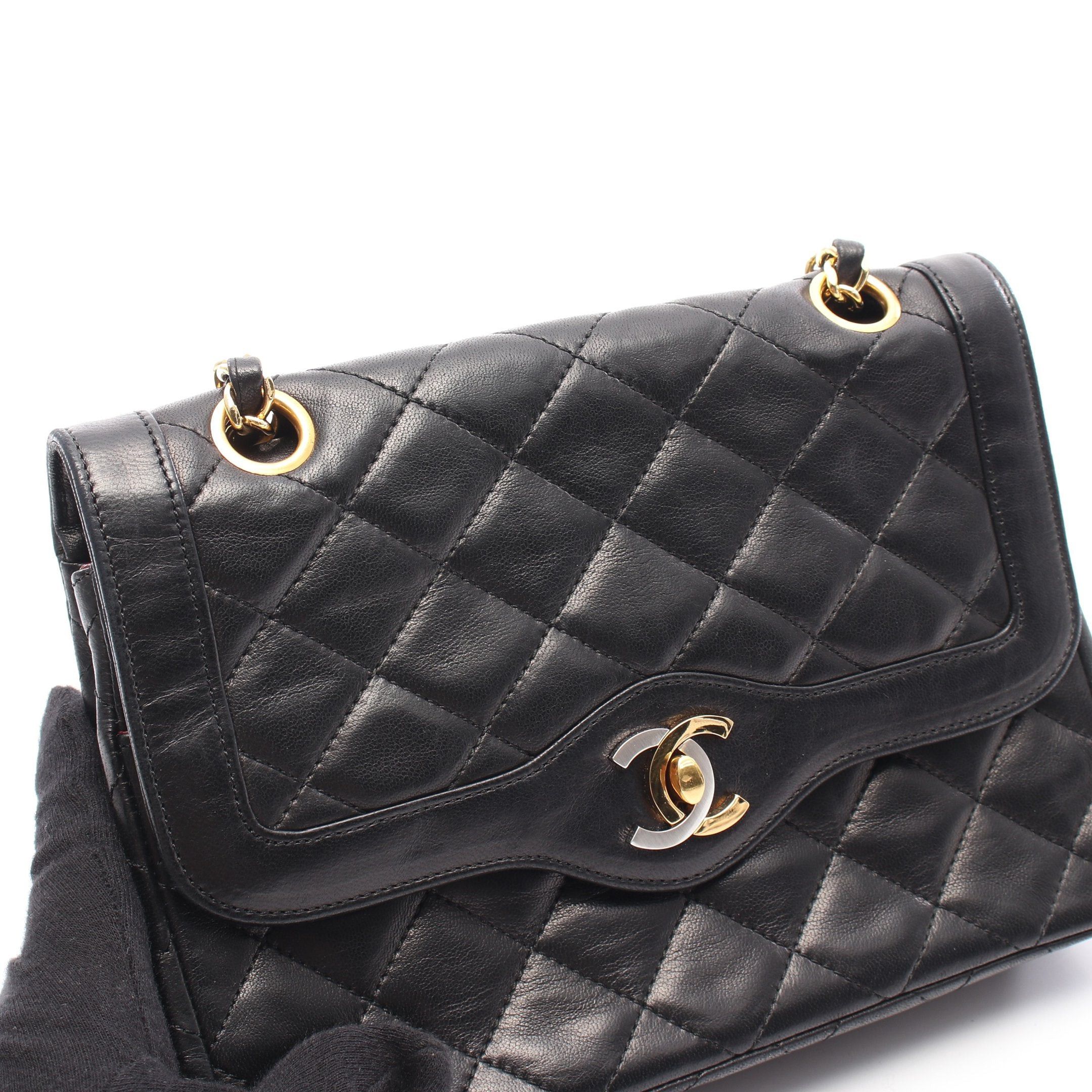 Chanel Chanel Matelasse Paris Exclusive Double Flap Chain Shoulder Bag Lambskin Black Combination Metal Fittings Size ONE SIZE - 7 Thumbnail