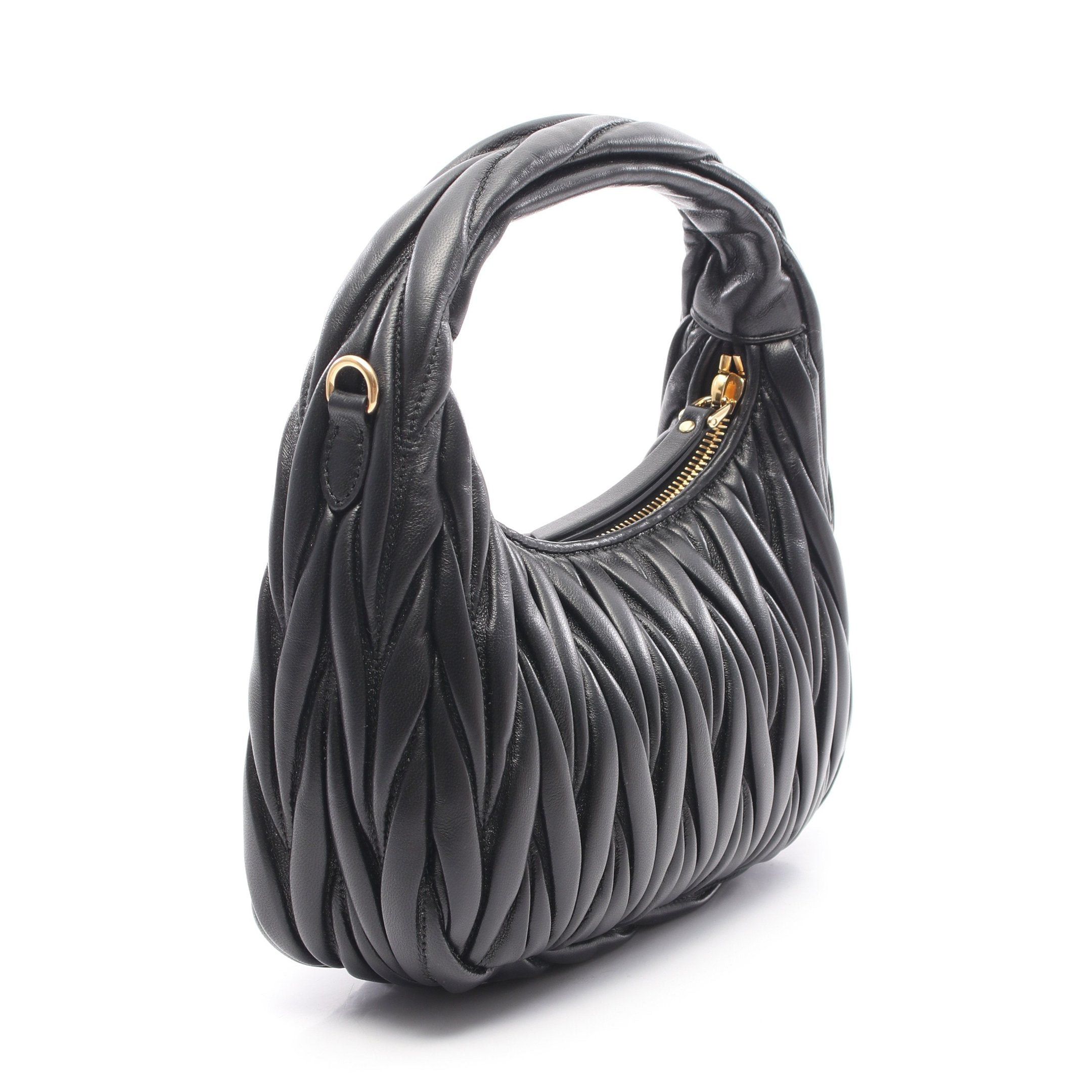 Miu Miu Miu Miu Wander Matelasse Hobo Bag Handbag Leather Black Size ONE SIZE - 2 Thumbnail