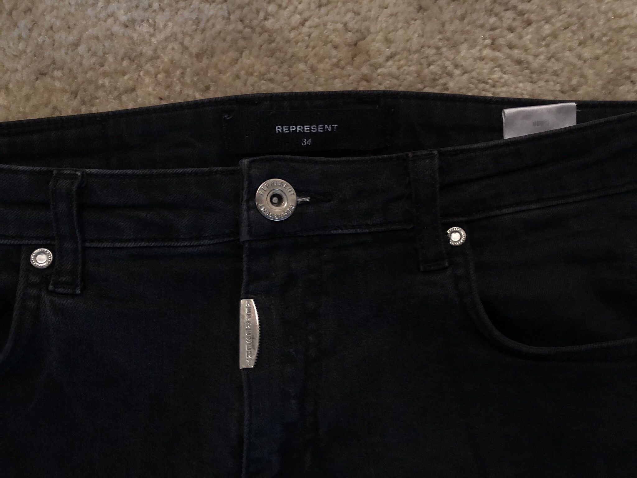 Represent Clo. Represent Essential Jet Black Knee Destroyer Denim Skinny Size US 34 / EU 50 - 5 Thumbnail