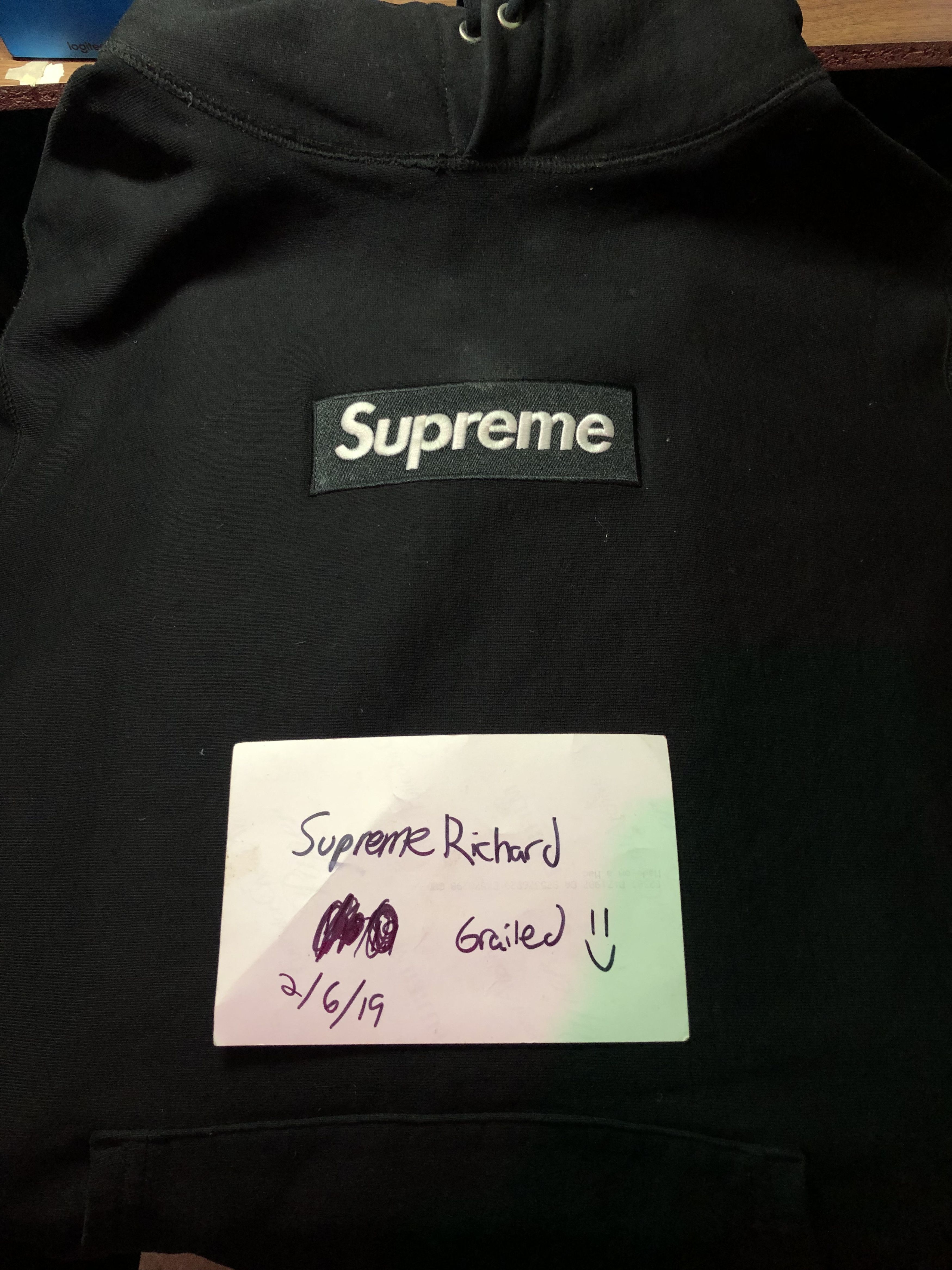 Supreme Supreme Box Logo Hoodie Black on Black size large FW13  