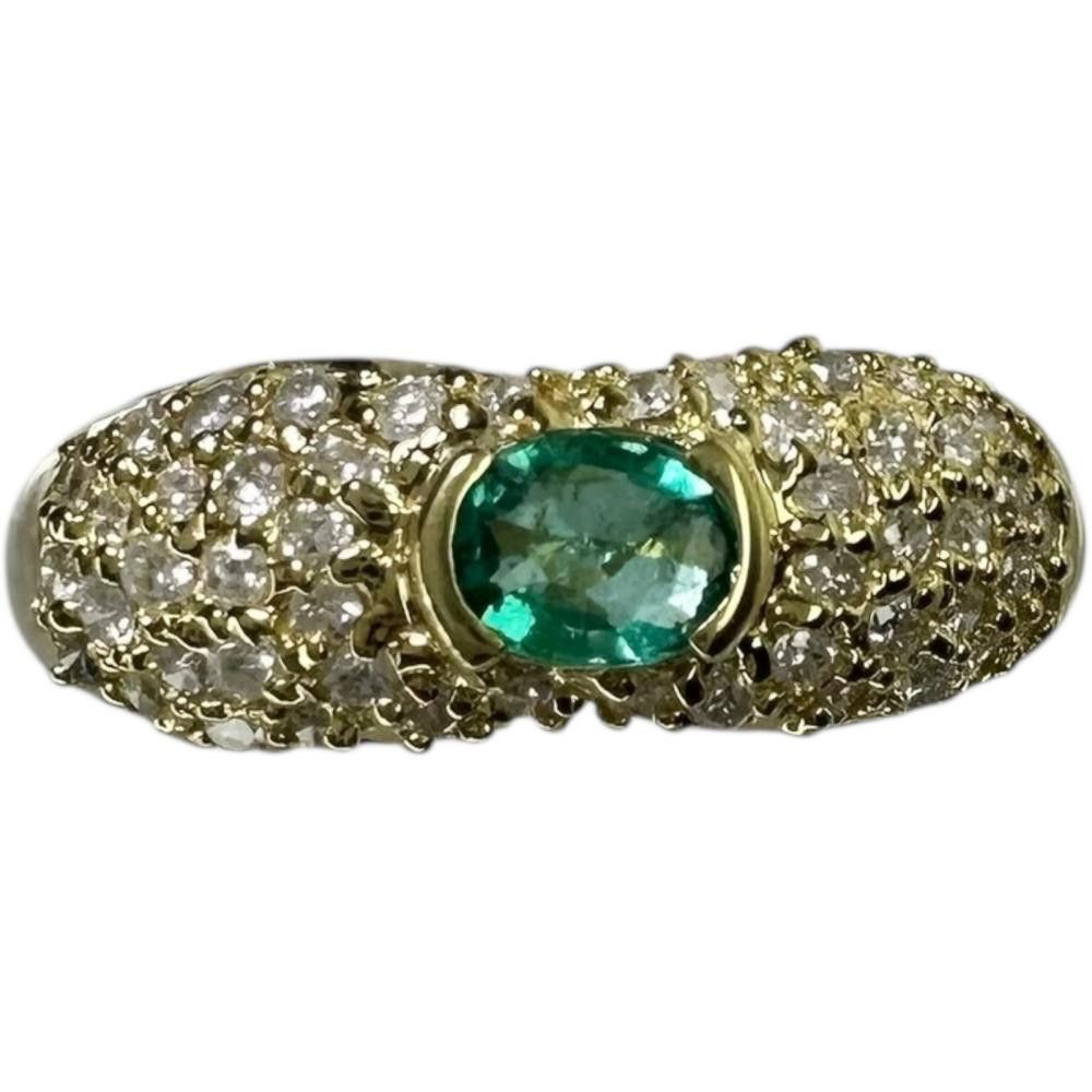 Other LuxUness Au750 Emerald Diamond Ring Crocodile skin Ring Size ONE SIZE - 2 Thumbnail