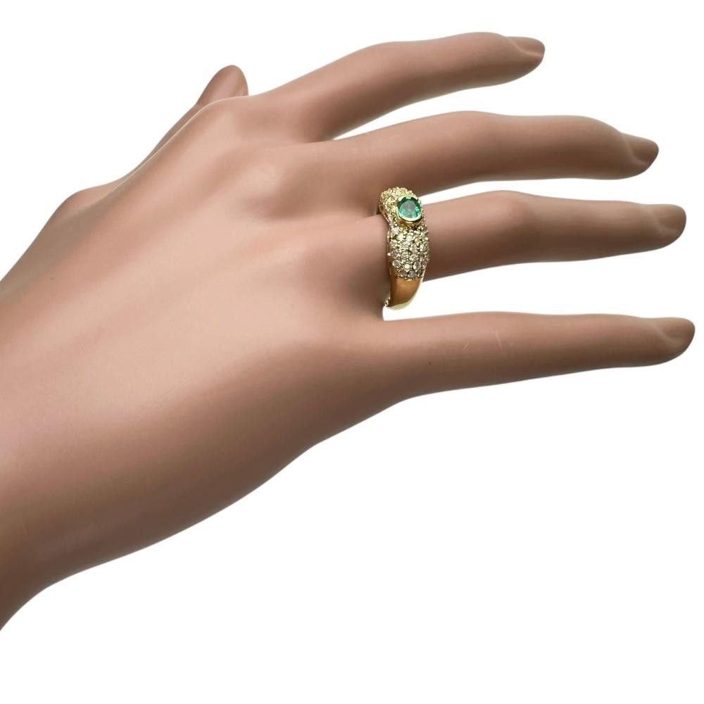 Other LuxUness Au750 Emerald Diamond Ring Crocodile skin Ring Size ONE SIZE - 10 Thumbnail