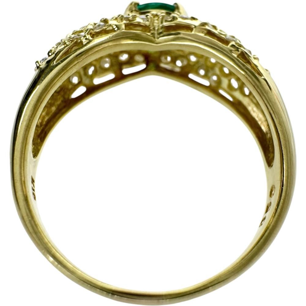 Other LuxUness Au750 Emerald Diamond Ring Crocodile skin Ring Size ONE SIZE - 4 Thumbnail