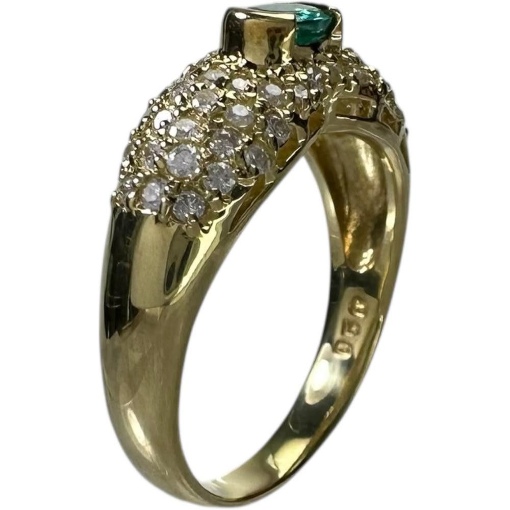Other LuxUness Au750 Emerald Diamond Ring Crocodile skin Ring Size ONE SIZE - 6 Thumbnail