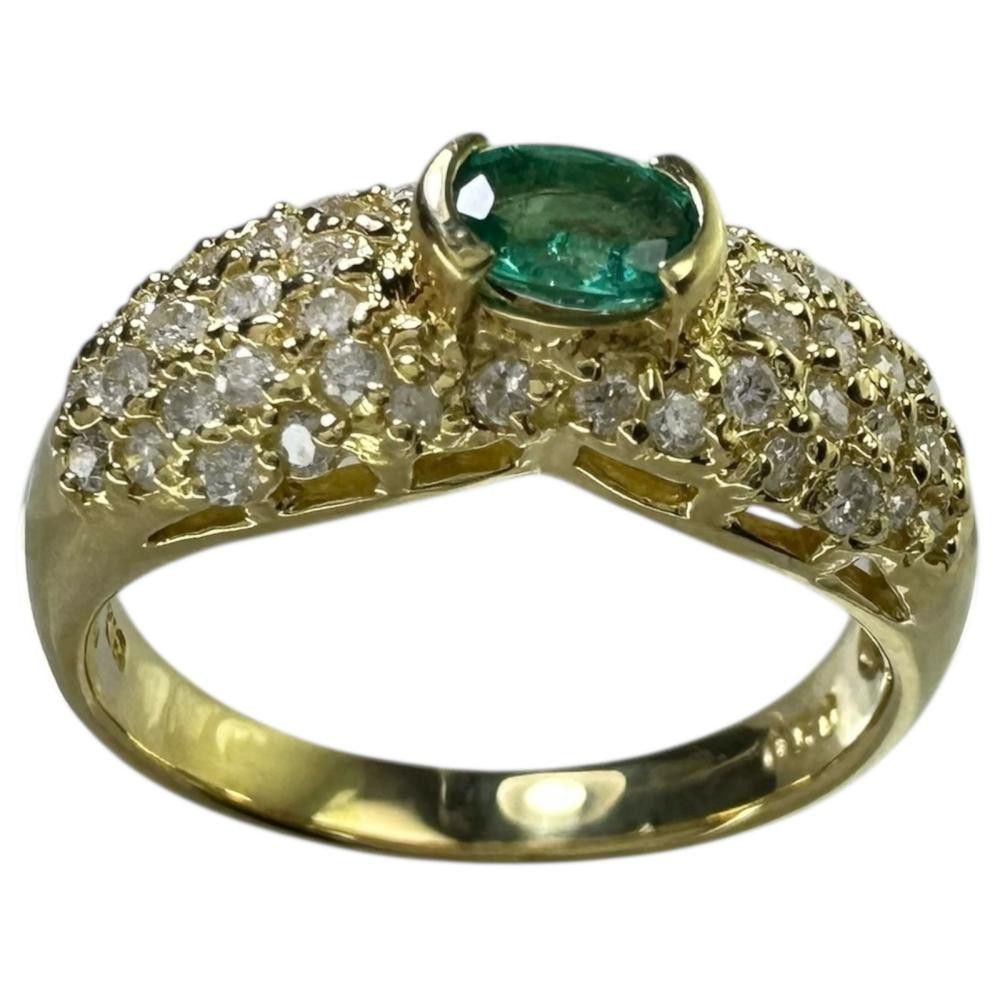 Other LuxUness Au750 Emerald Diamond Ring Crocodile skin Ring Size ONE SIZE - 3 Thumbnail