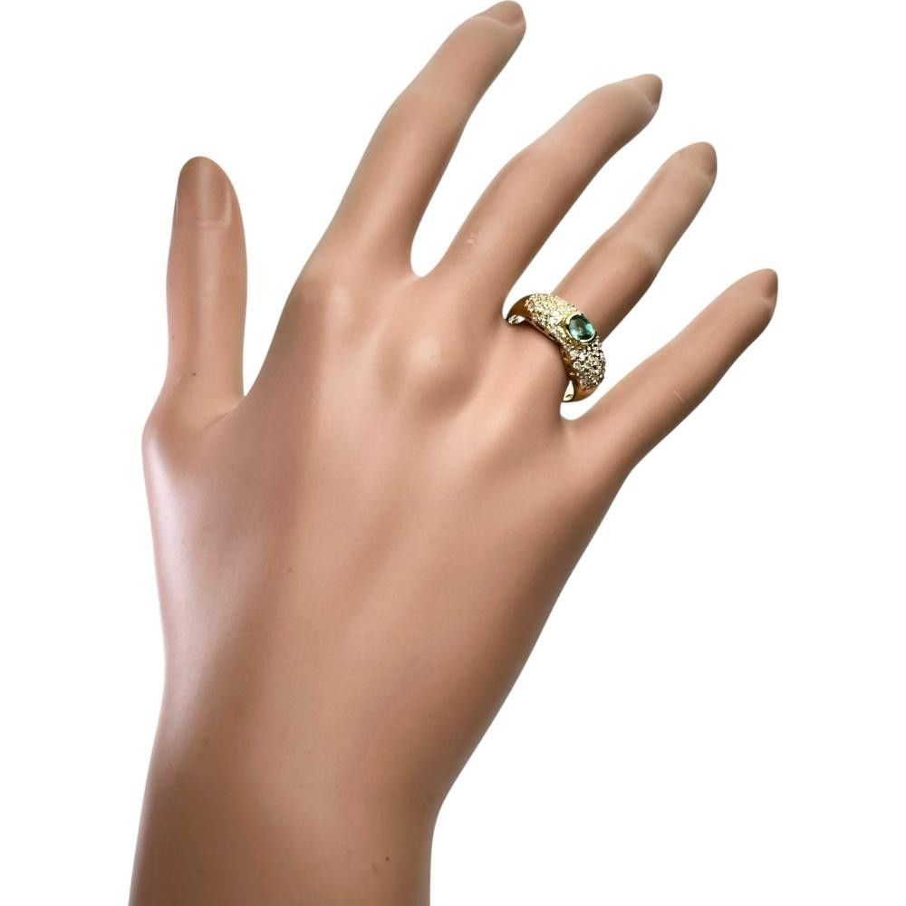 Other LuxUness Au750 Emerald Diamond Ring Crocodile skin Ring Size ONE SIZE - 9 Thumbnail