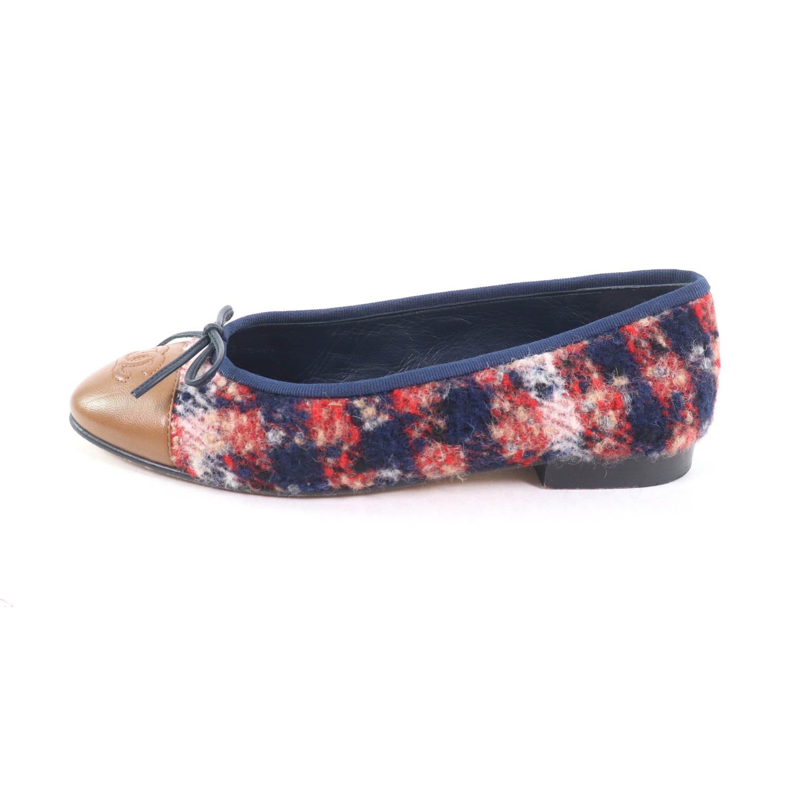 Chanel Chanel Chanel COCO Mark Ballerina Tweed Leather Flats Leather Shoes DUTY FREE for USA Size ONE SIZE - 5 Thumbnail