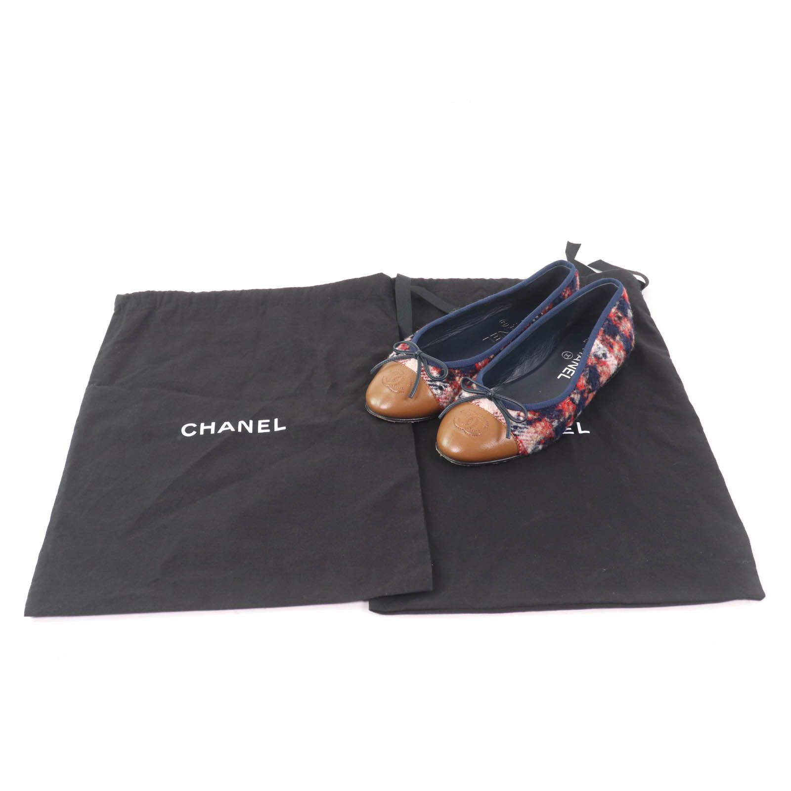Chanel Chanel Chanel COCO Mark Ballerina Tweed Leather Flats Leather Shoes DUTY FREE for USA Size ONE SIZE - 2 Thumbnail