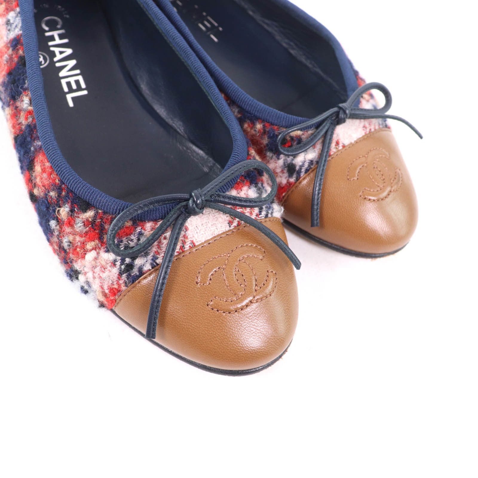 Chanel Chanel Chanel COCO Mark Ballerina Tweed Leather Flats Leather Shoes DUTY FREE for USA Size ONE SIZE - 8 Thumbnail