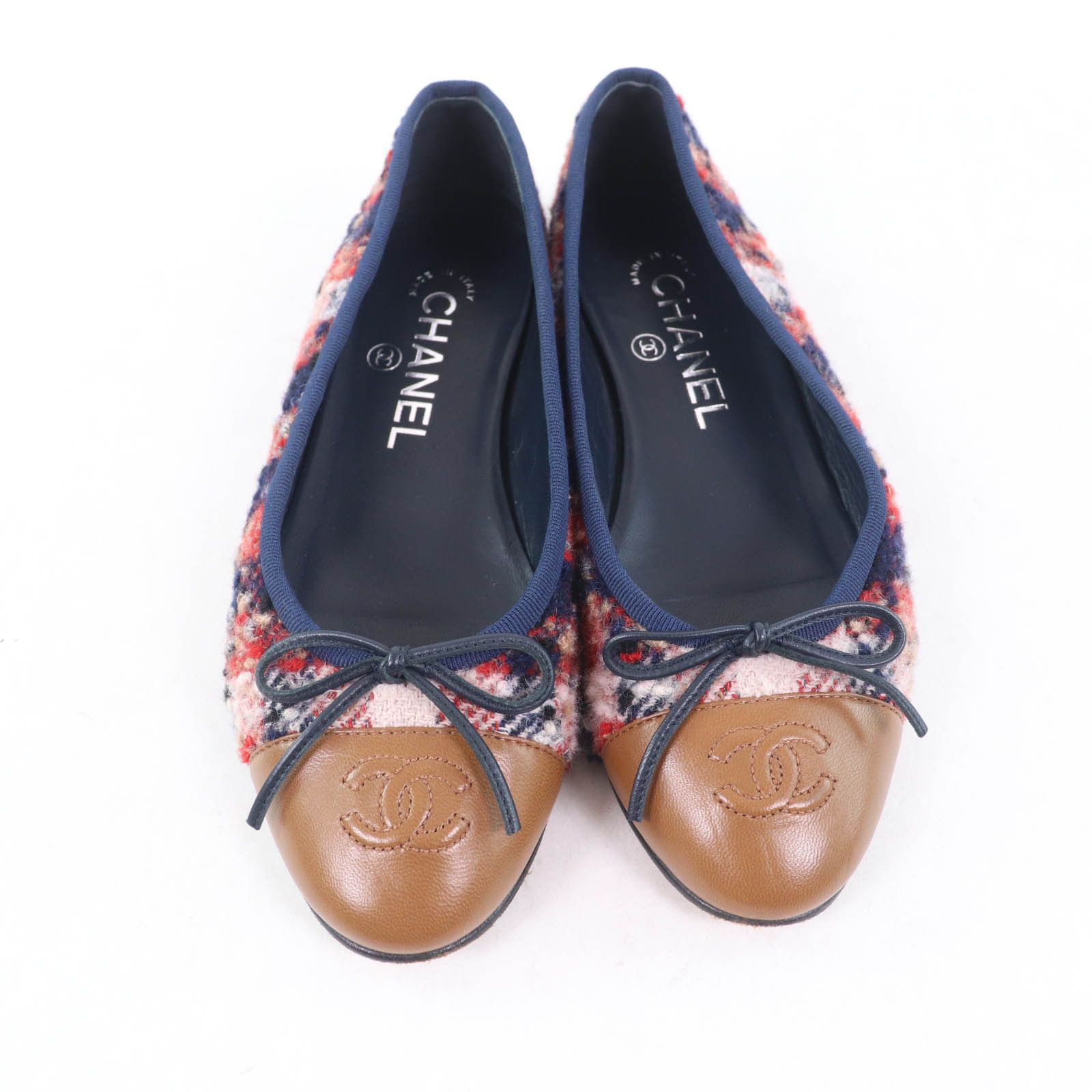 Chanel Chanel Chanel COCO Mark Ballerina Tweed Leather Flats Leather Shoes DUTY FREE for USA Size ONE SIZE - 4 Thumbnail
