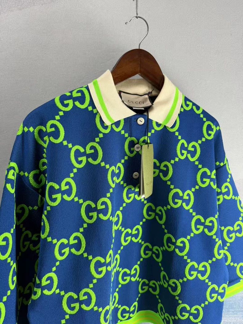 Gucci Gucci Blue Green Knit Short Sleeve Polo Size US M / EU 48-50 / 2 - 2 Thumbnail