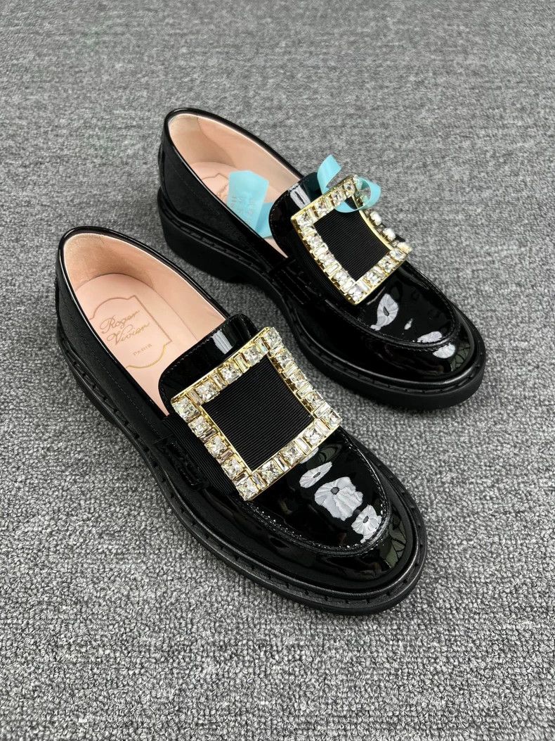 Gucci ROGEEVIER Black Loafers with Diamond Buckle Size US 6.5 / EU 39-40 - 2 Thumbnail
