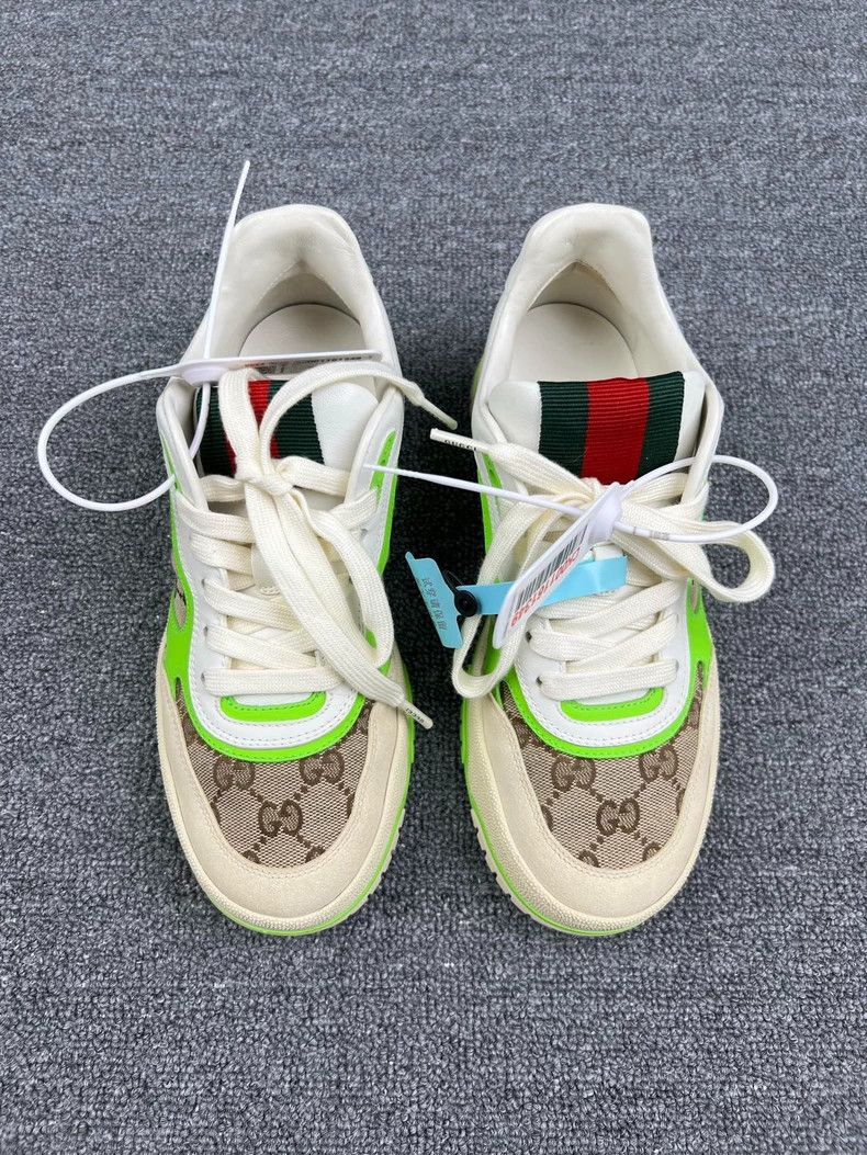 Gucci Gucci re-Web Pattern Sneakers with Neon Green Accents Size US 7.5 / EU 40-41 - 3 Thumbnail