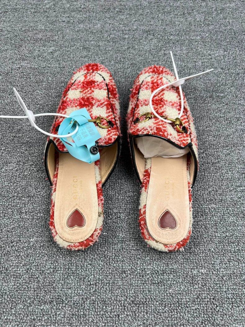 Gucci Gucci Red Check Slip-On Mules Size US 6.5 / EU 39-40 - 4 Thumbnail