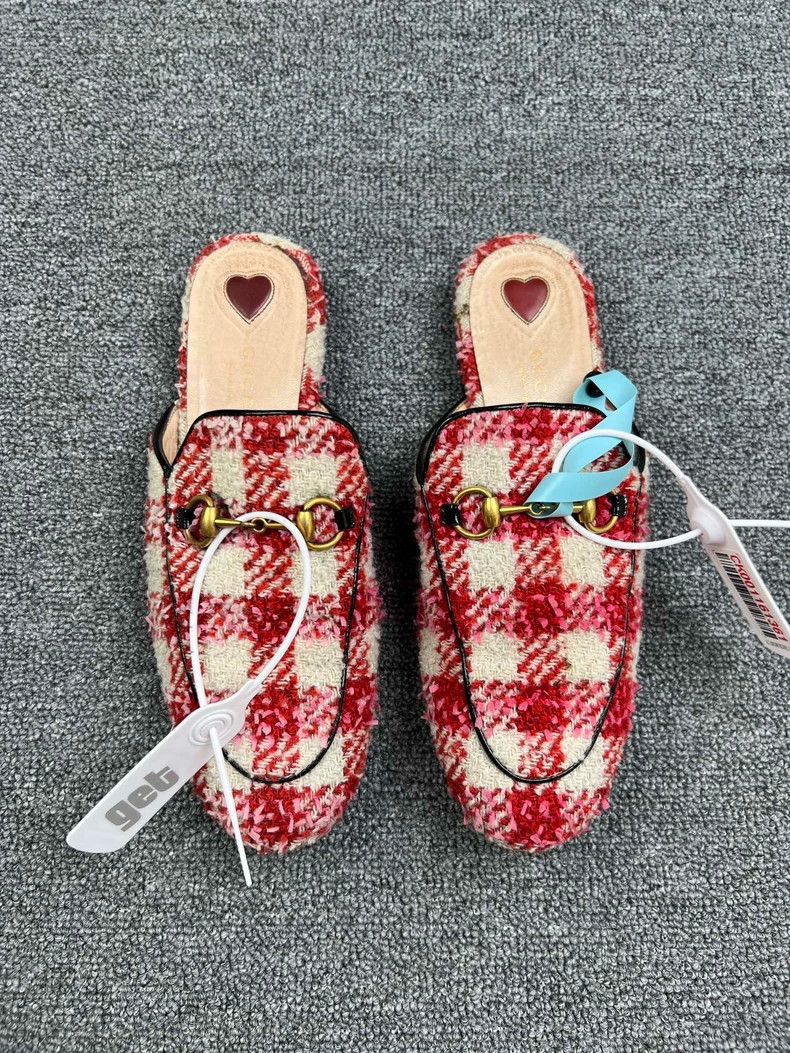 Gucci Gucci Red Check Slip-On Mules Size US 6.5 / EU 39-40 - 3 Thumbnail