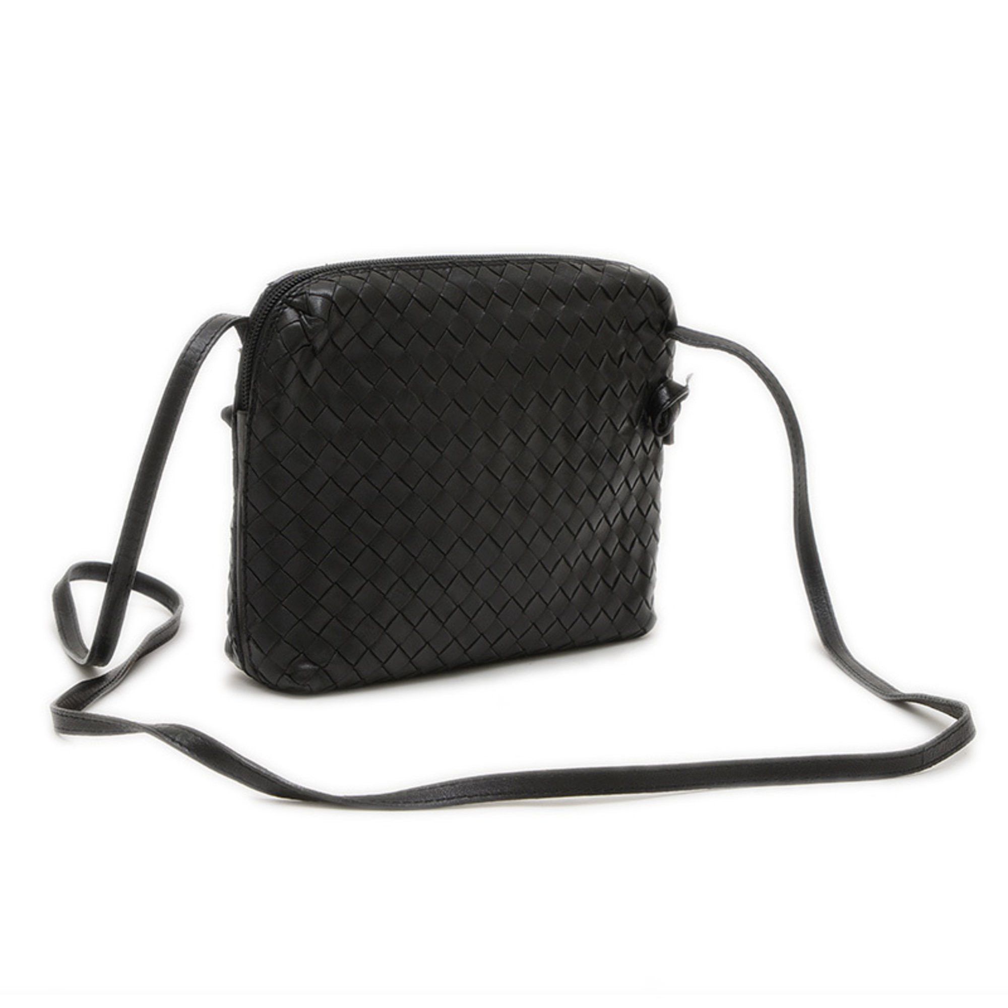 Bottega Veneta Nodini Intrecciato Shoulder Bag Leather Black