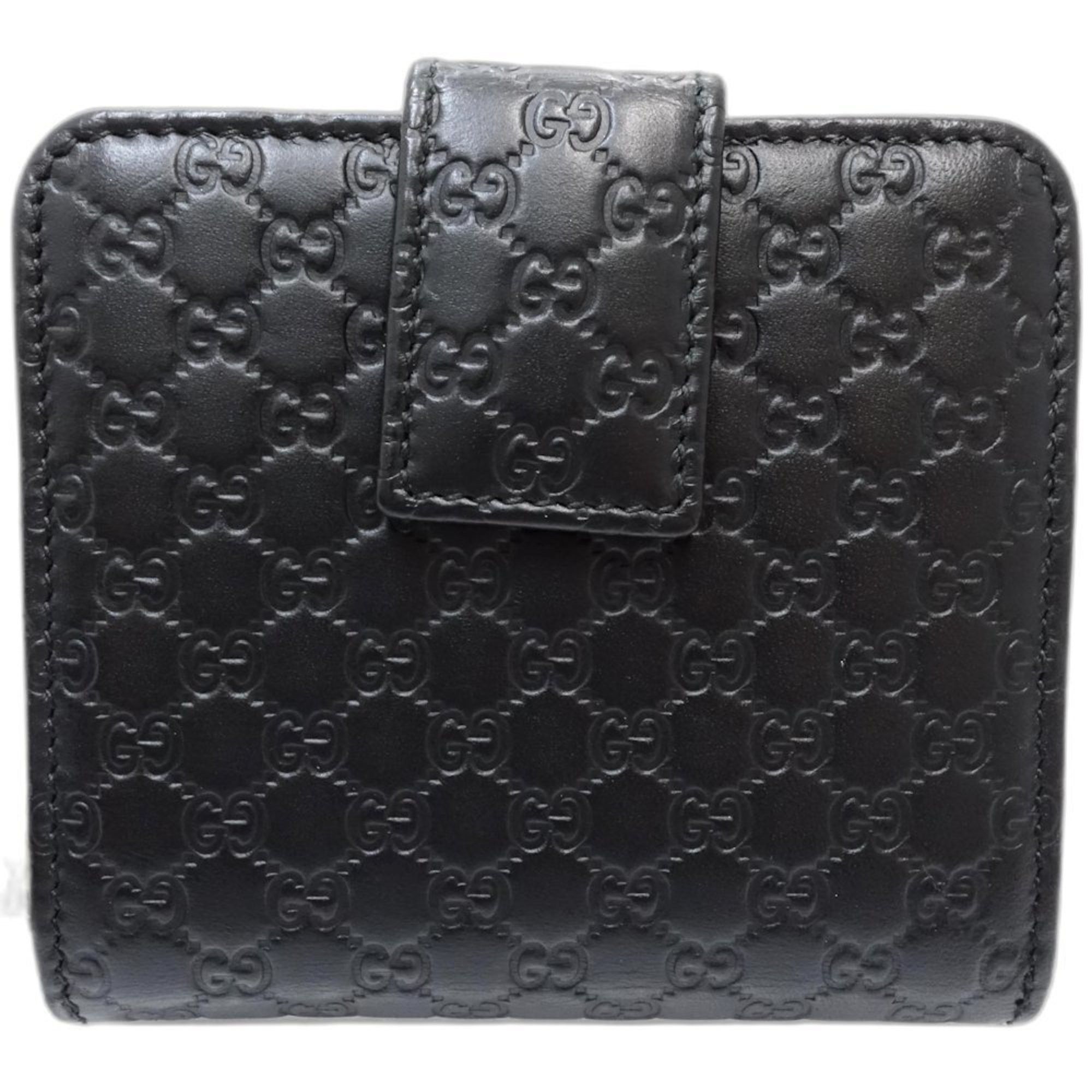 Gucci Gucci Bi-fold Wallet 449395 Women's Compact Micro Guccissima Leather Black Outlet 181409 Size ONE SIZE - 3 Thumbnail