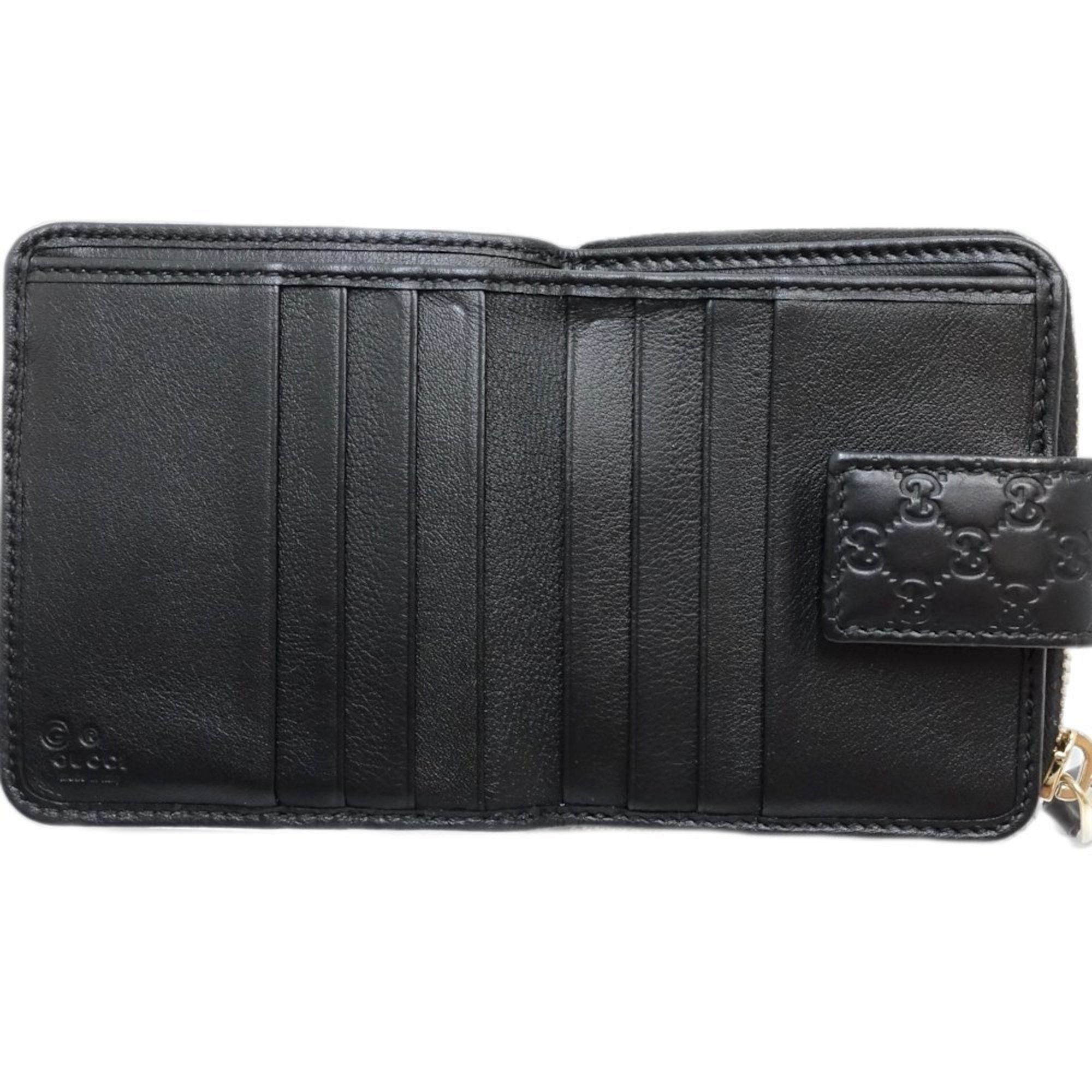 Gucci Gucci Bi-fold Wallet 449395 Women's Compact Micro Guccissima Leather Black Outlet 181409 Size ONE SIZE - 6 Thumbnail