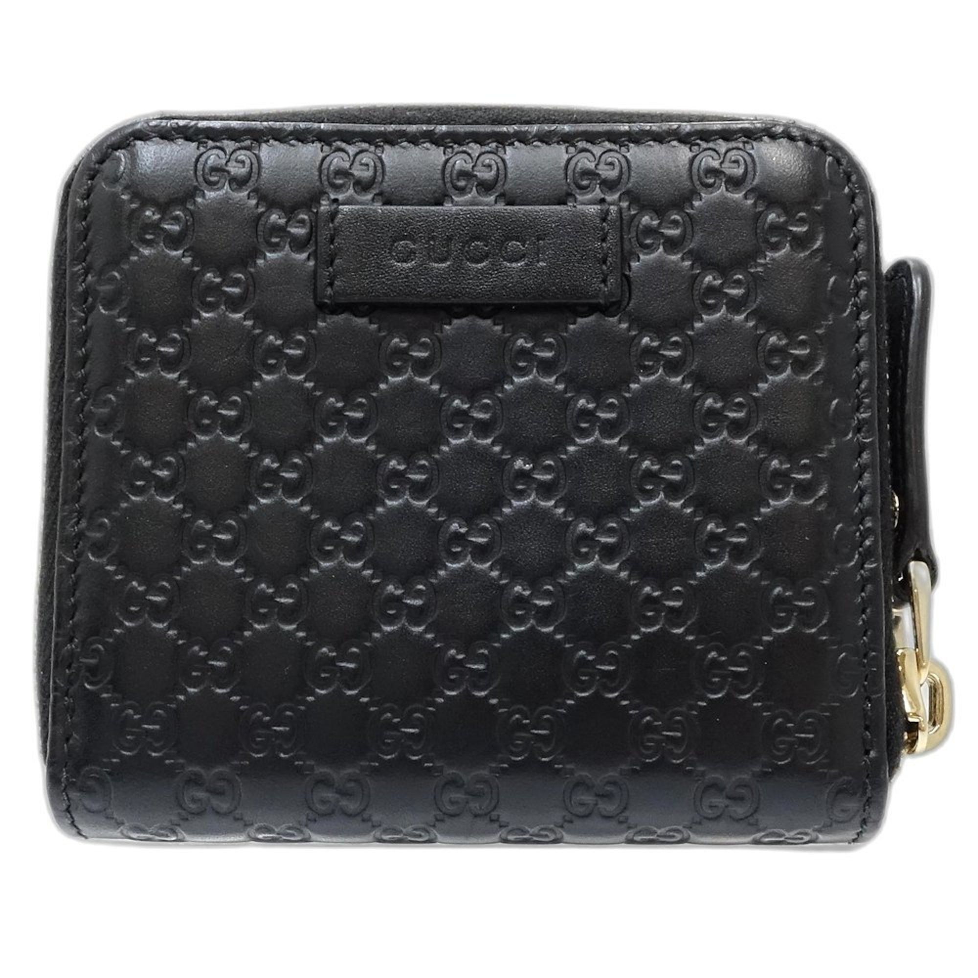 Gucci Gucci Bi-fold Wallet 449395 Women's Compact Micro Guccissima Leather Black Outlet 181409 Size ONE SIZE - 10 Thumbnail