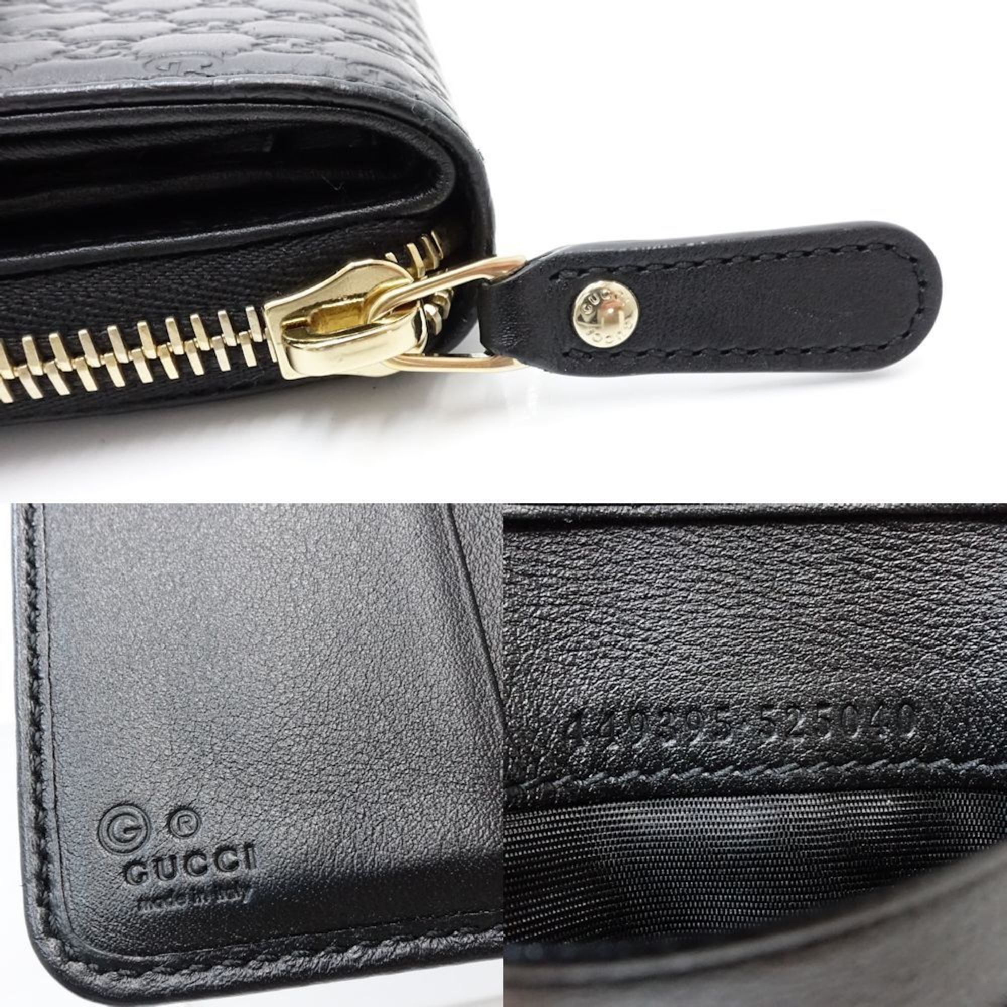 Gucci Gucci Bi-fold Wallet 449395 Women's Compact Micro Guccissima Leather Black Outlet 181409 Size ONE SIZE - 9 Thumbnail