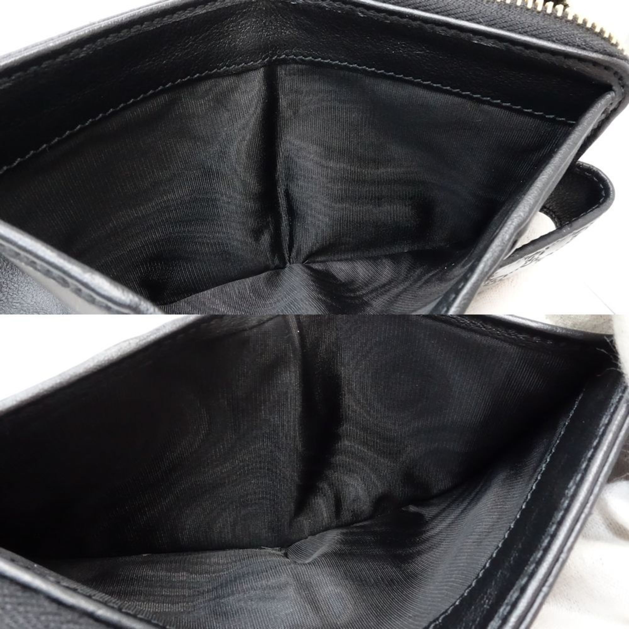Gucci Gucci Bi-fold Wallet 449395 Women's Compact Micro Guccissima Leather Black Outlet 181409 Size ONE SIZE - 8 Thumbnail