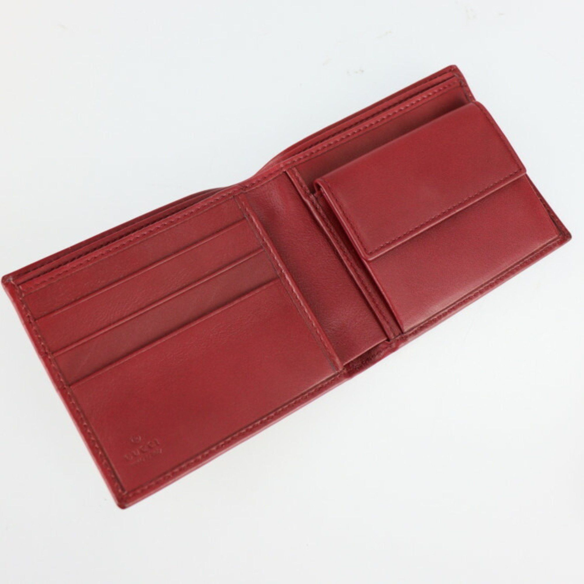 Gucci Gucci Compact Wallet Bi-fold 322134 Leather Bordeaux Plate Size ONE SIZE - 6 Thumbnail