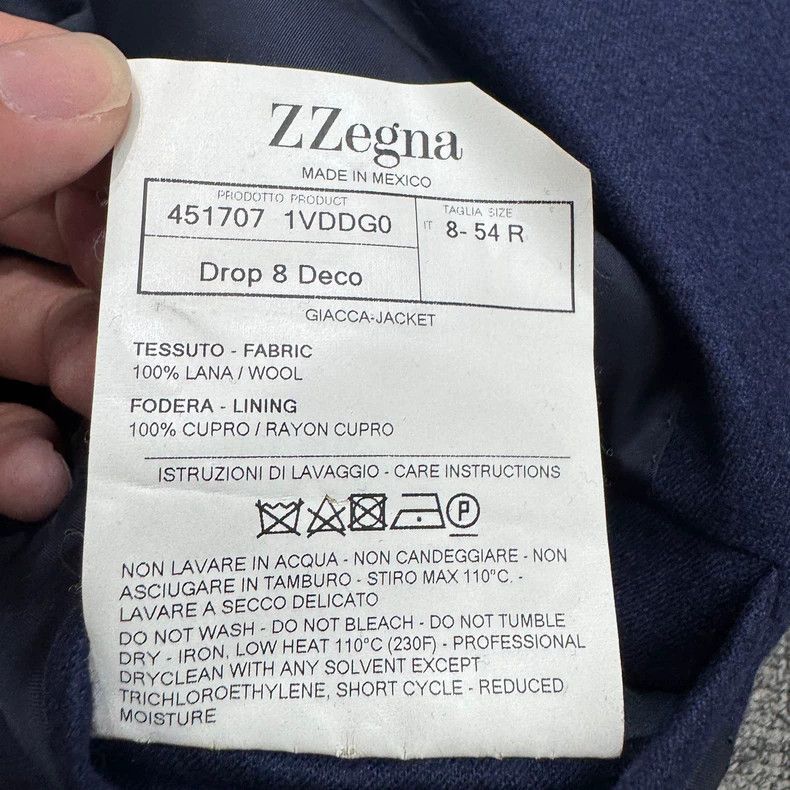 Ermenegildo Zegna ZEGNA Blue Wool Suit Jacket Size 54 Size US L / EU 52-54 / 3 - 5 Thumbnail