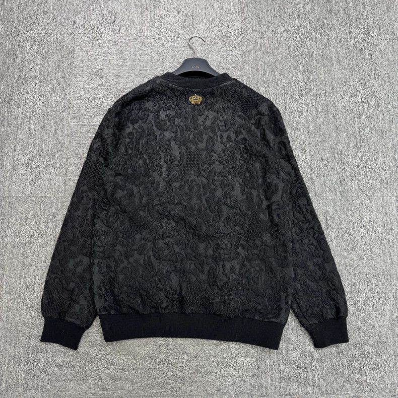 Dolce & Gabbana Black Embroidered Crown Sweatshirt Size US L / EU 52-54 / 3 - 2 Thumbnail