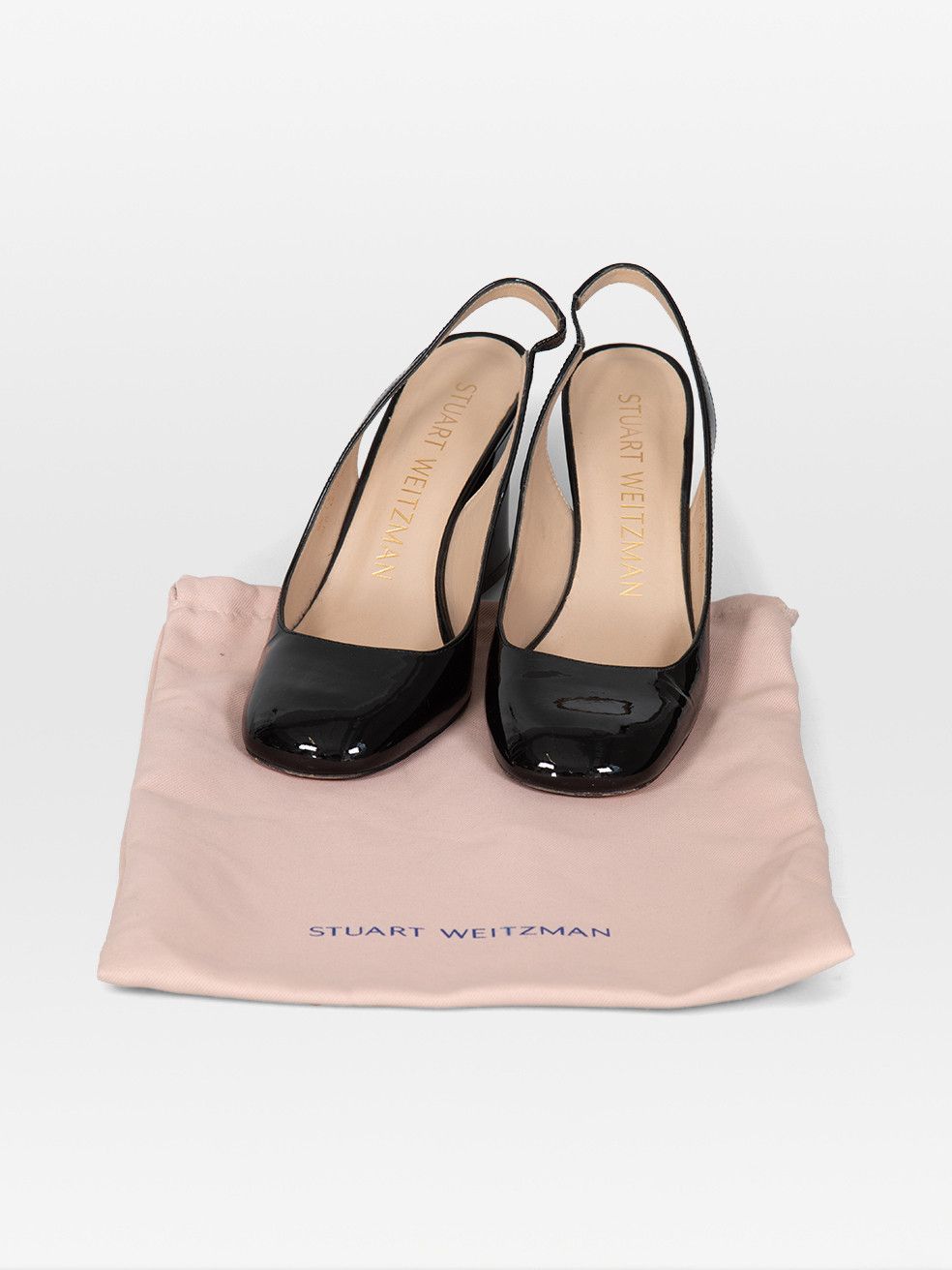 Stuart Weitzman Black Patent Round Toe Slingback Heels Size US 6.5 / IT 36.5 - 13 Thumbnail