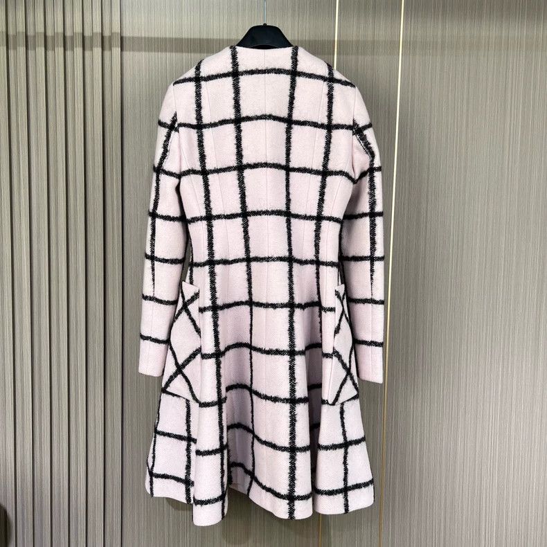Dior Pink Wool Checked Dior Coat Size M / US 6-8 / IT 42-44 - 2 Thumbnail