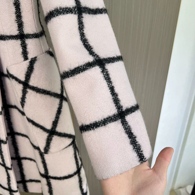 Dior Pink Wool Checked Dior Coat Size M / US 6-8 / IT 42-44 - 4 Thumbnail