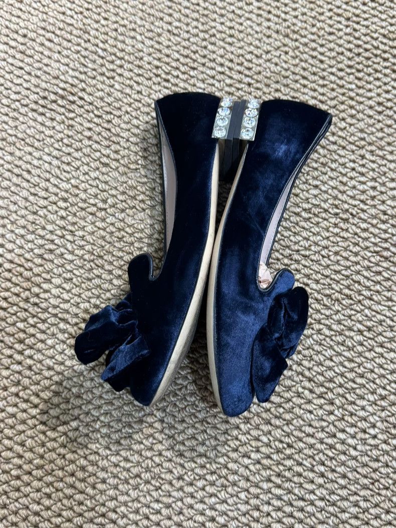 Prada Miu Miu Velvet Bow Flat Shoes Size 35.6 Size US 5 / IT 35 - 7 Thumbnail