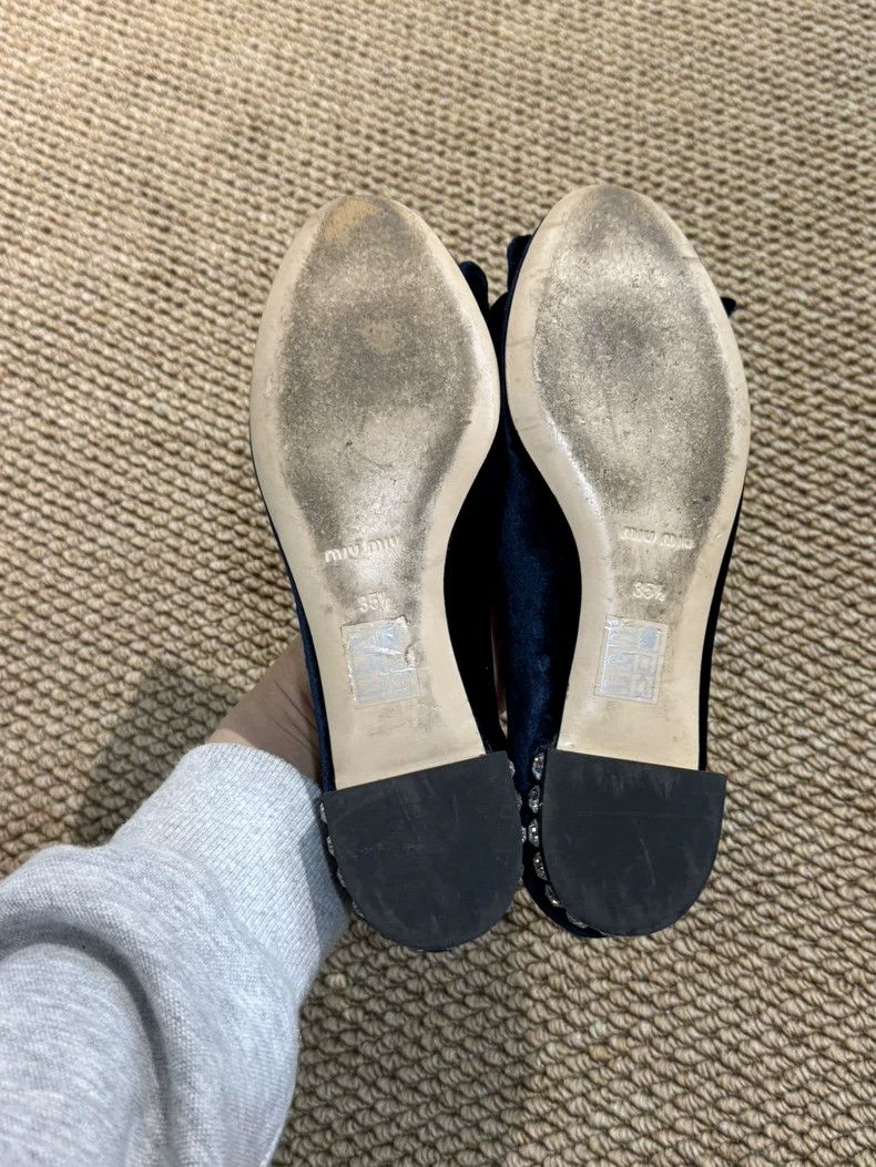 Prada Miu Miu Velvet Bow Flat Shoes Size 35.6 Size US 5 / IT 35 - 3 Thumbnail