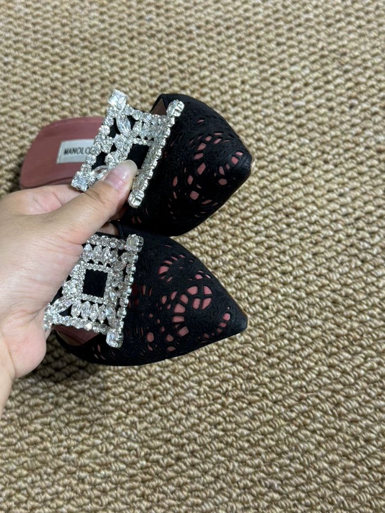 Jimmy Choo Manolo Blahnik Black High Heels with Rhinestones Size US 6 / IT 36 - 2 Thumbnail