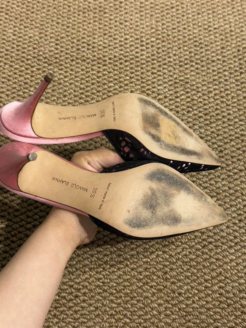 Jimmy Choo Manolo Blahnik Black High Heels with Rhinestones Size US 6 / IT 36 - 5 Thumbnail