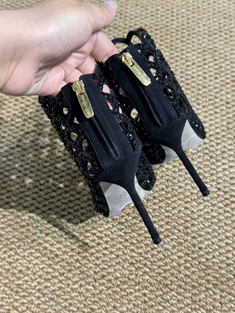 Jimmy Choo Sergio Rossi Black Heels with Rhinestones Size US 4 / IT 34 - 4 Thumbnail
