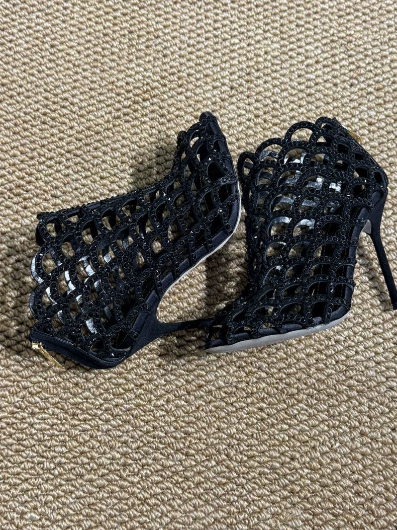 Jimmy Choo Sergio Rossi Black Heels with Rhinestones Size US 4 / IT 34 - 3 Thumbnail