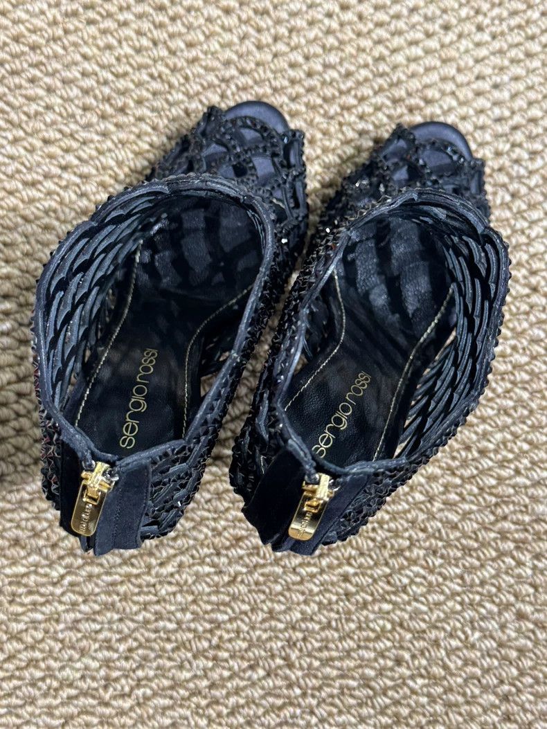 Jimmy Choo Sergio Rossi Black Heels with Rhinestones Size US 4 / IT 34 - 6 Thumbnail