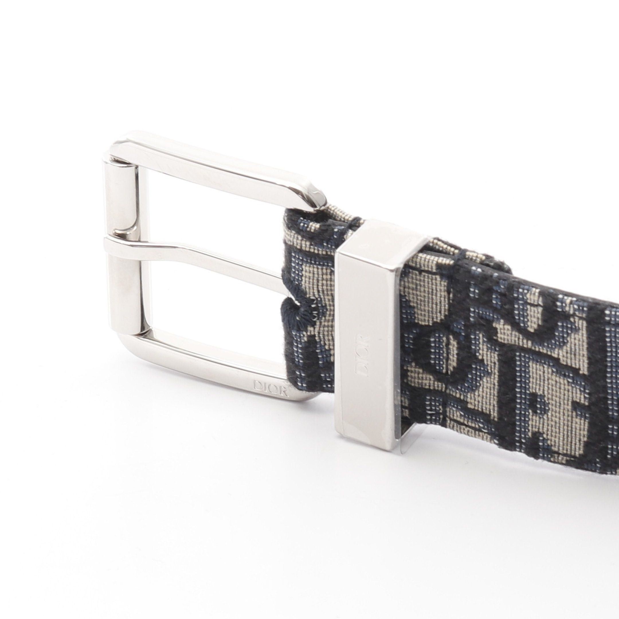 Dior Dior Oblique Jacquard Belt Canvas Leather Beige Dark Blue Size ONE SIZE - 2 Thumbnail