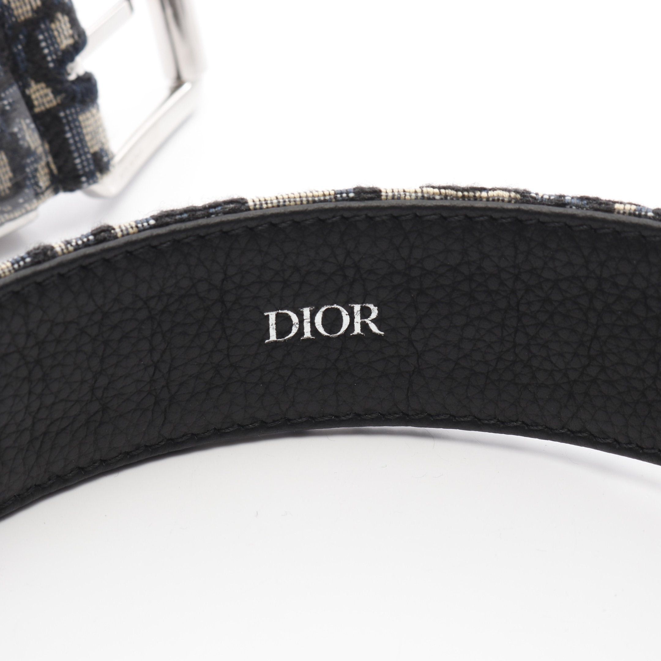 Dior Dior Oblique Jacquard Belt Canvas Leather Beige Dark Blue Size ONE SIZE - 4 Thumbnail
