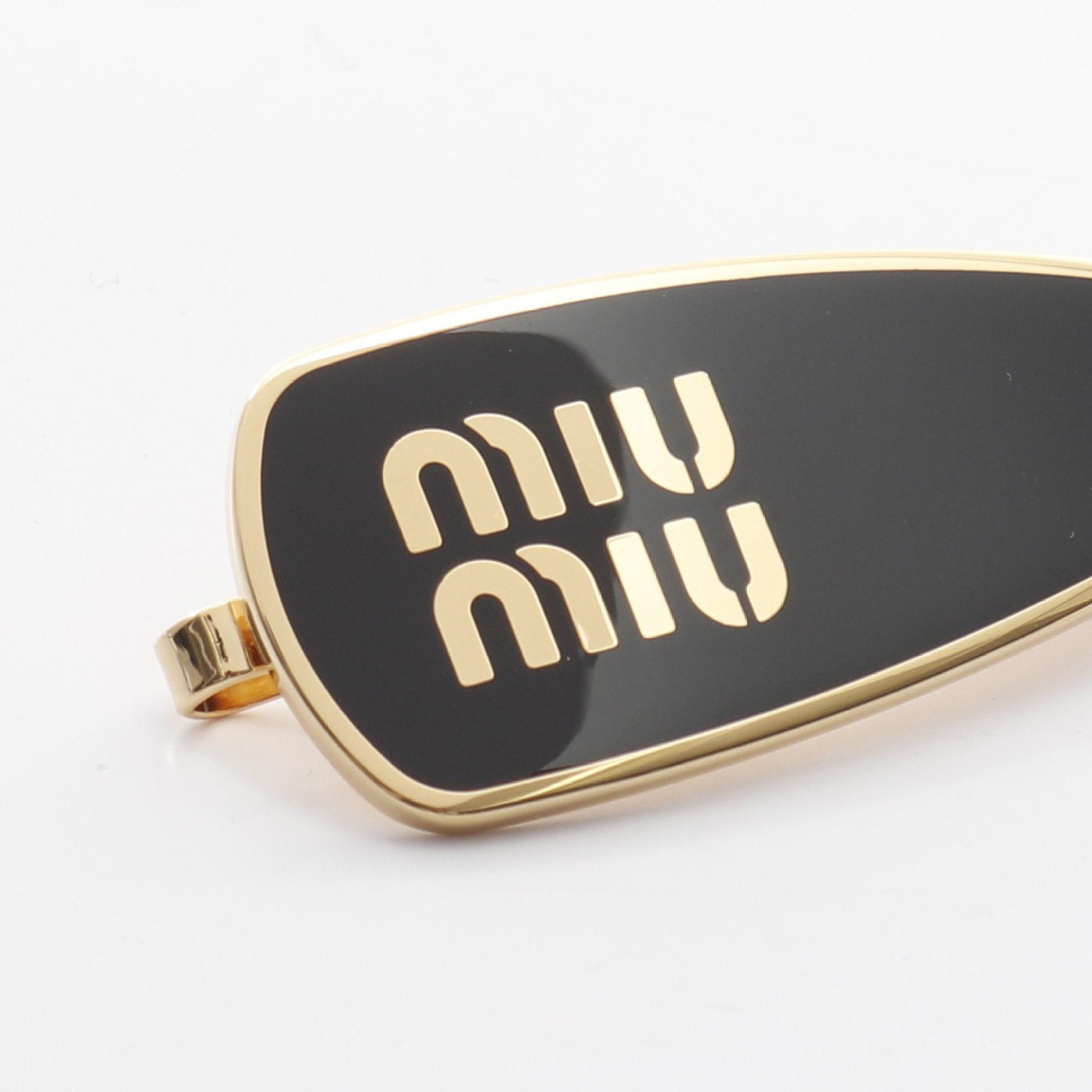 Miu Miu Miu Miu Logo Hair Clip Gp Black Gold Size ONE SIZE - 3 Thumbnail